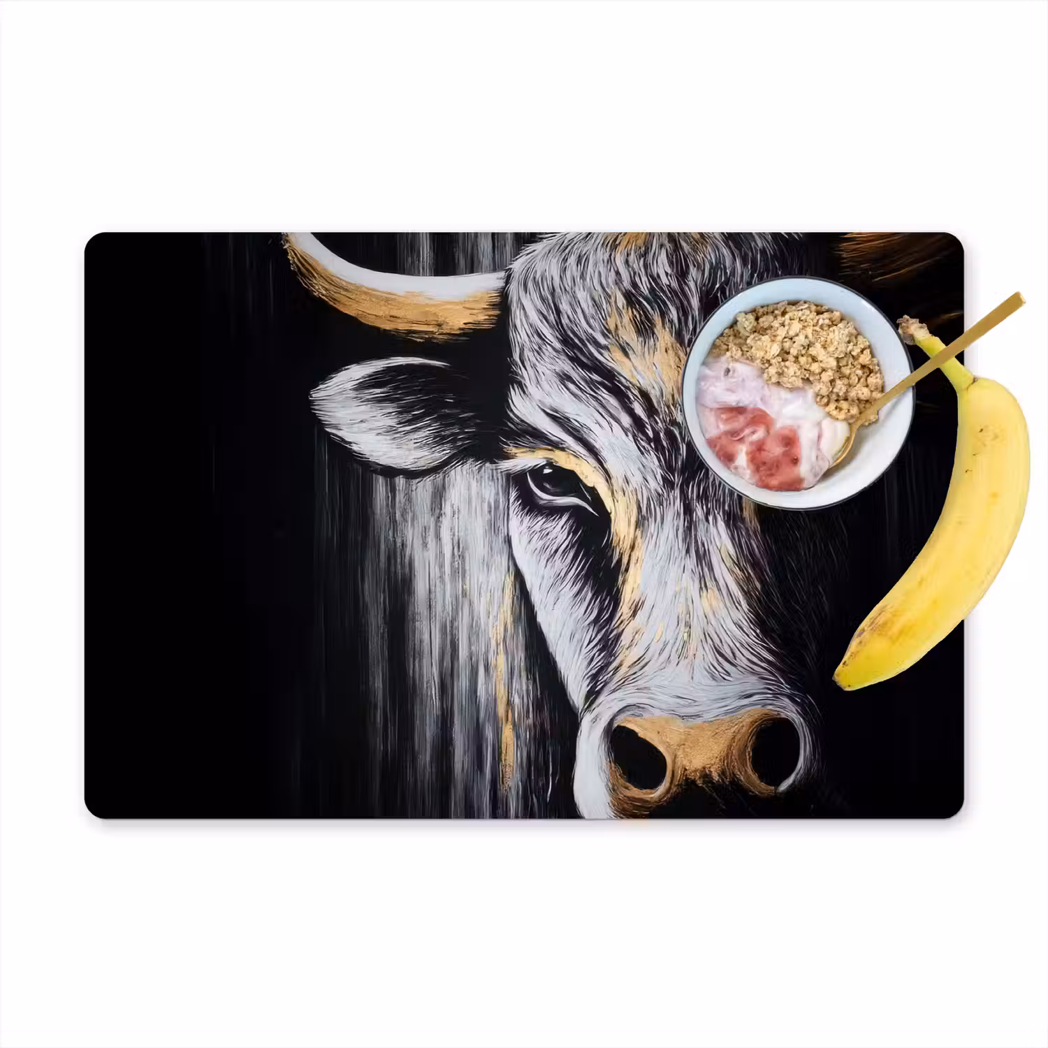 Stier - Hoorns - Snuit - Goud Placemat vinyl groot -zzzproduct_Kitchenyeah-website