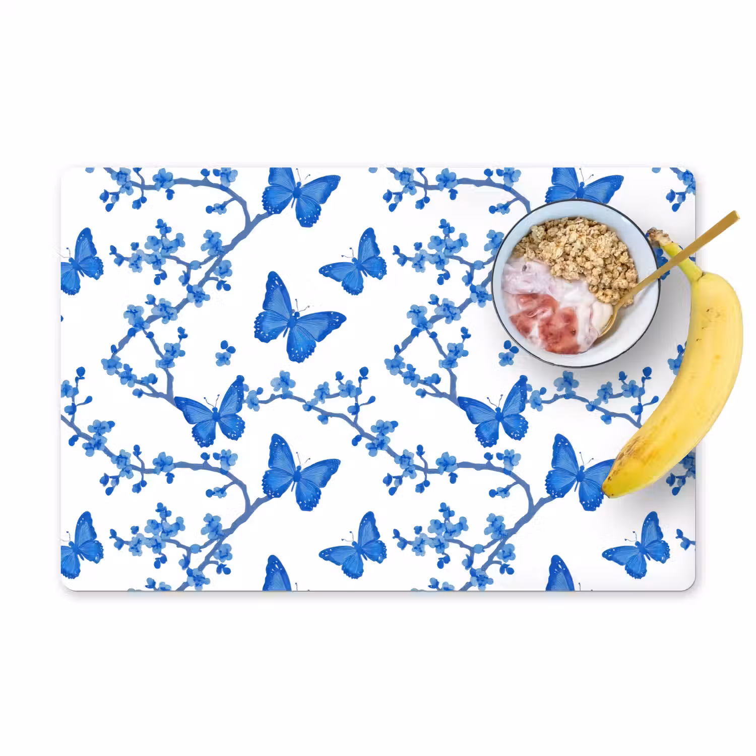 Vlinder - Bloemen - Blauw Placemat vinyl groot 368 -zzzproduct_Kitchenyeah-website