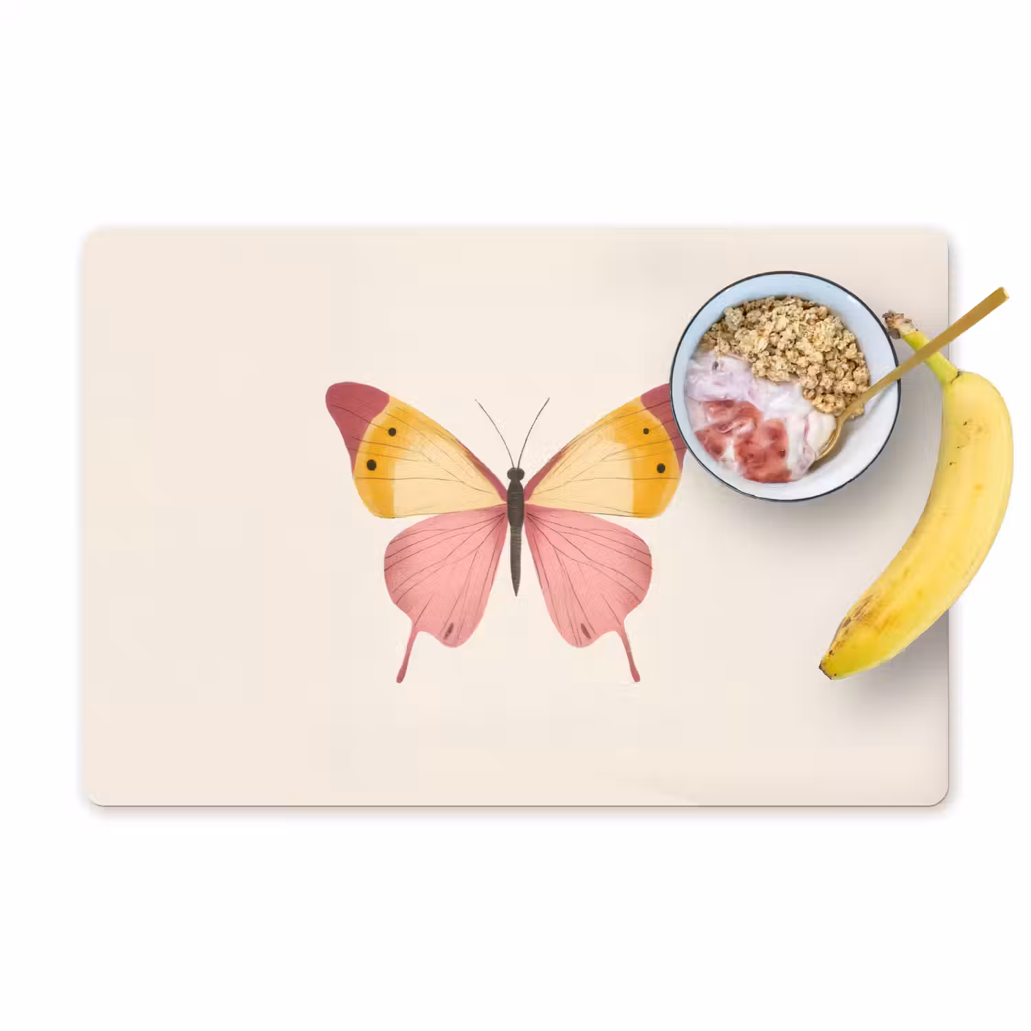 Vlinder - Illustratie - Roze Placemat vinyl groot -zzzproduct_Kitchenyeah-website