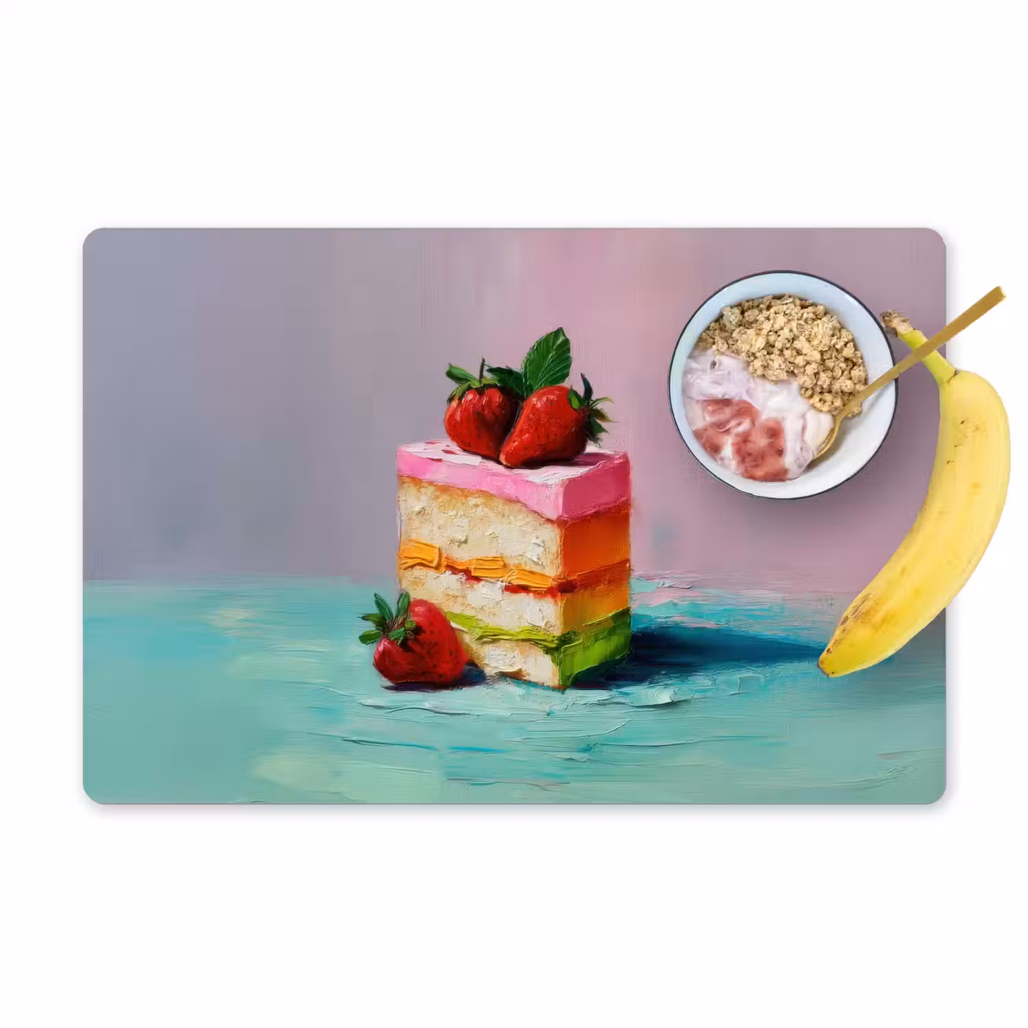 Taartje - Aardbeien - Glazuur - Kleurrijk Placemat vinyl groot -zzzproduct_Kitchenyeah-website