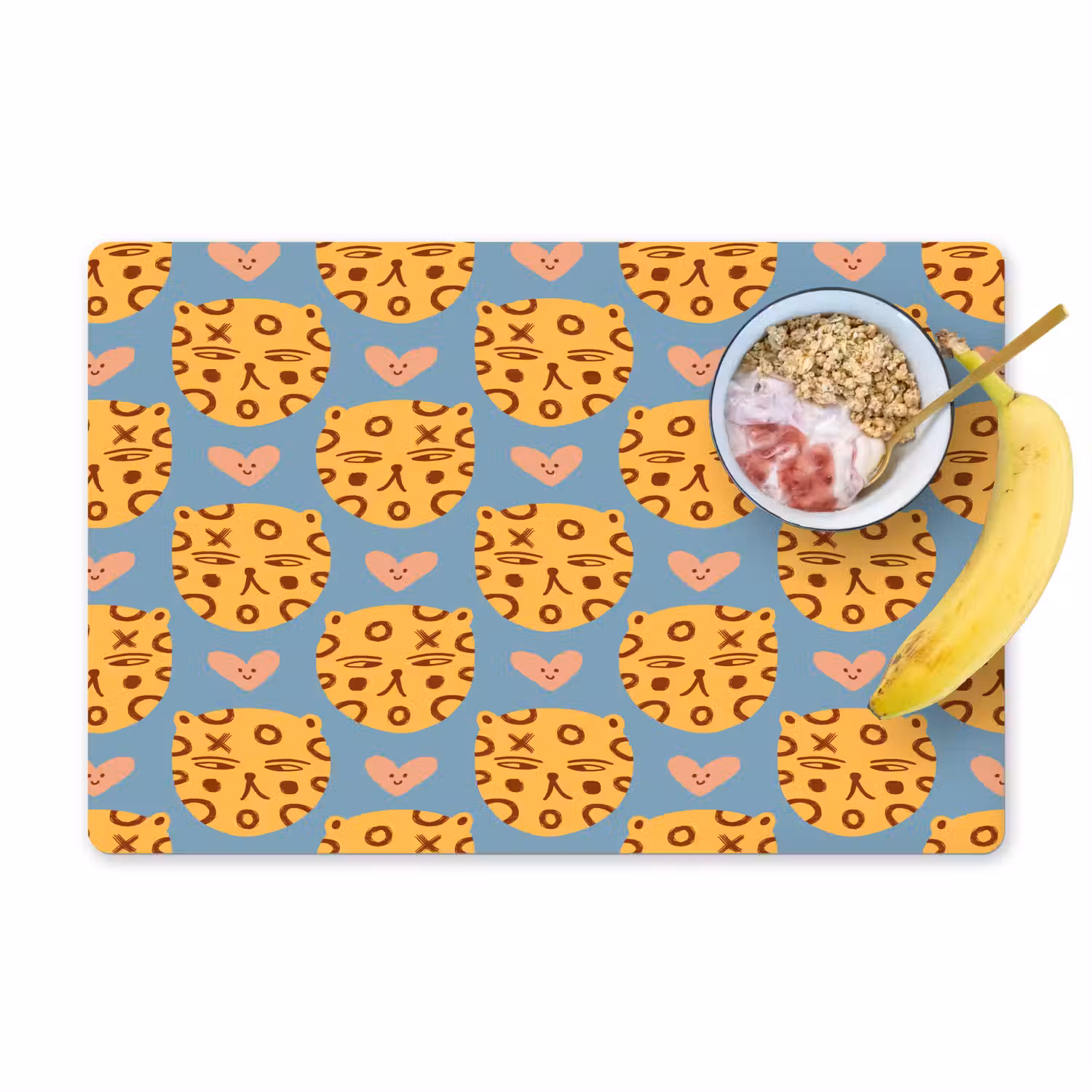 Kattenkoppen - Cirkels - Hartjes - Blauw Placemat vinyl groot 368 -zzzproduct_Kitchenyeah-website