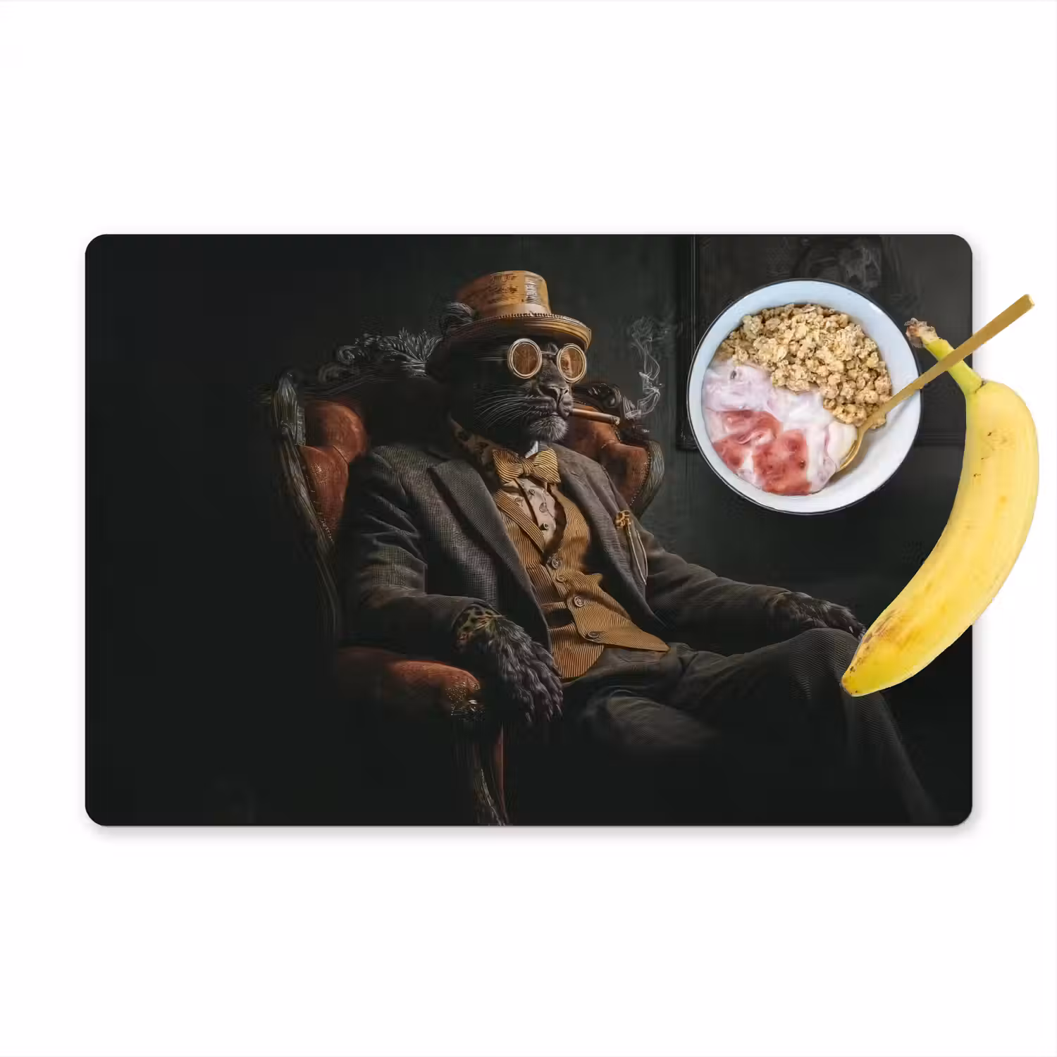 Kat - Pak - Oranje - Sigaar Placemat vinyl groot -zzzproduct_Kitchenyeah-website
