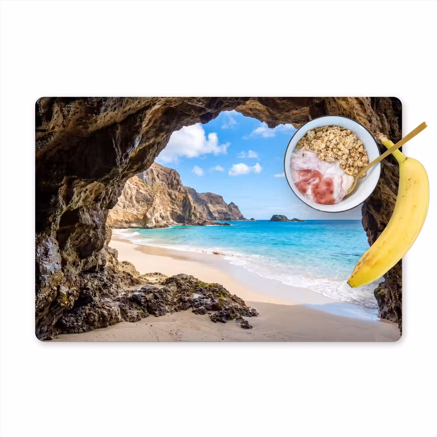Grot - Strand - Zee - Blauw Placemat vinyl groot -zzzproduct_Kitchenyeah-website
