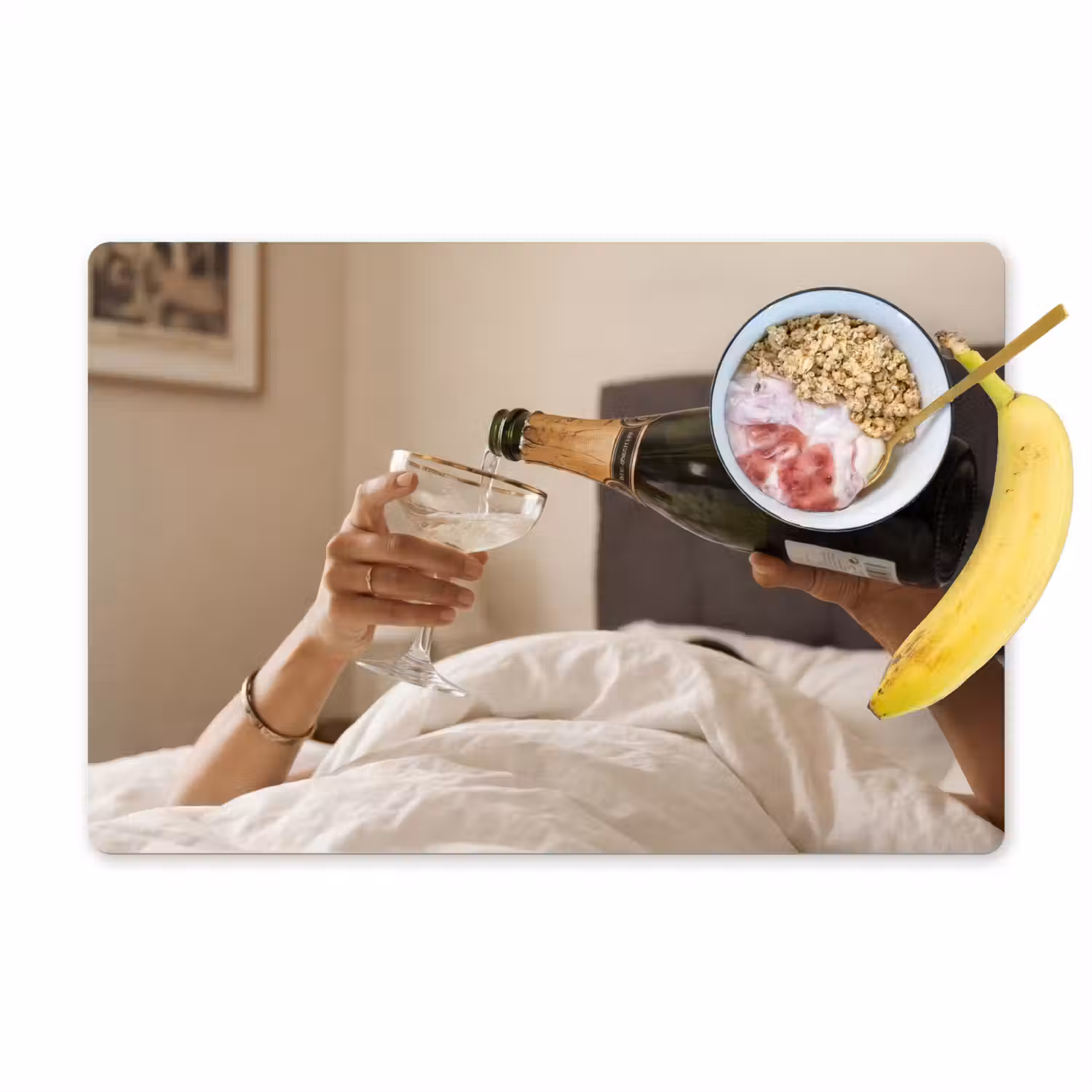 Champagne - Bed - Bubbels Placemat vinyl groot -zzzproduct_Kitchenyeah-website