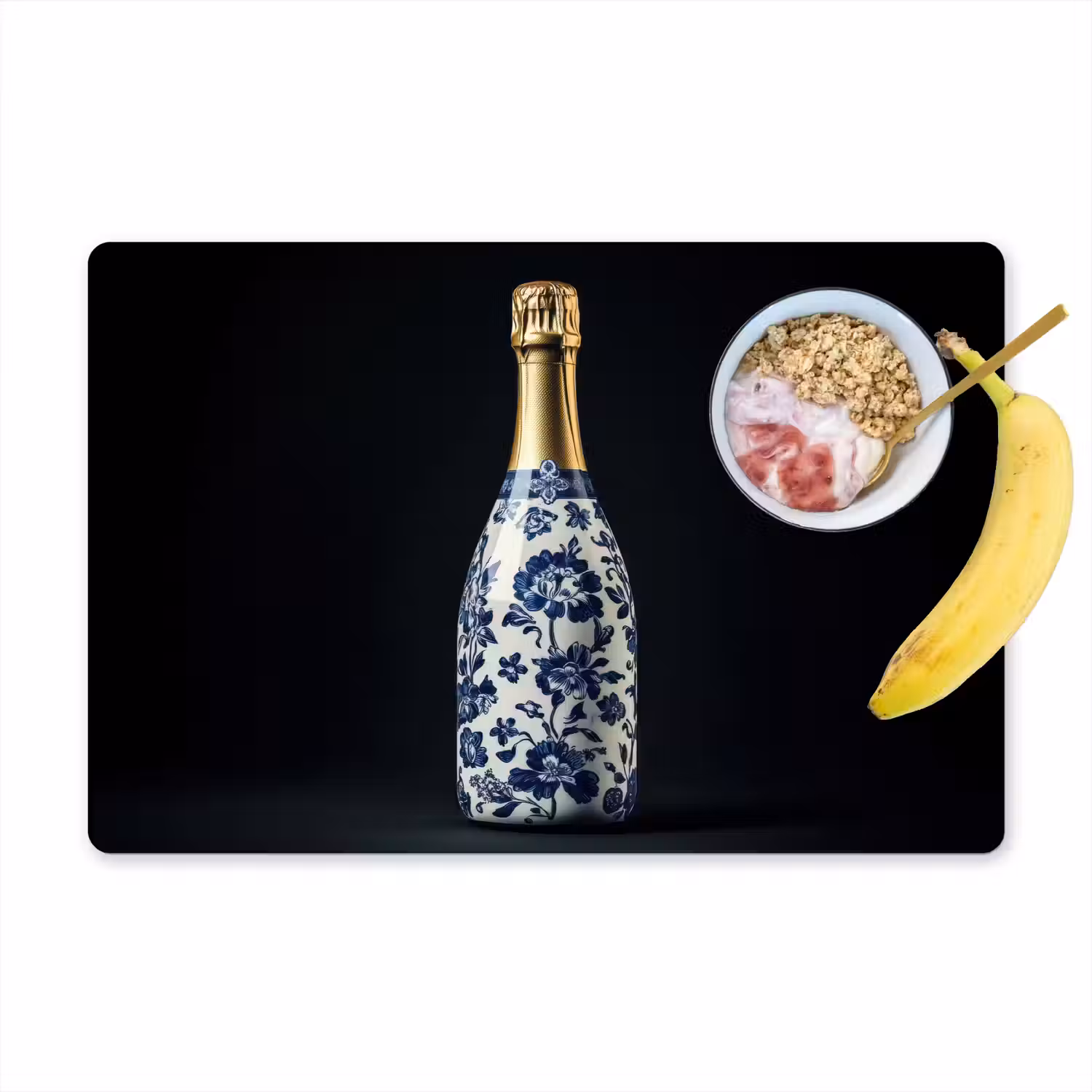 Champagne - Bloemen - Goud - Chique Placemat vinyl groot -zzzproduct_Kitchenyeah-website