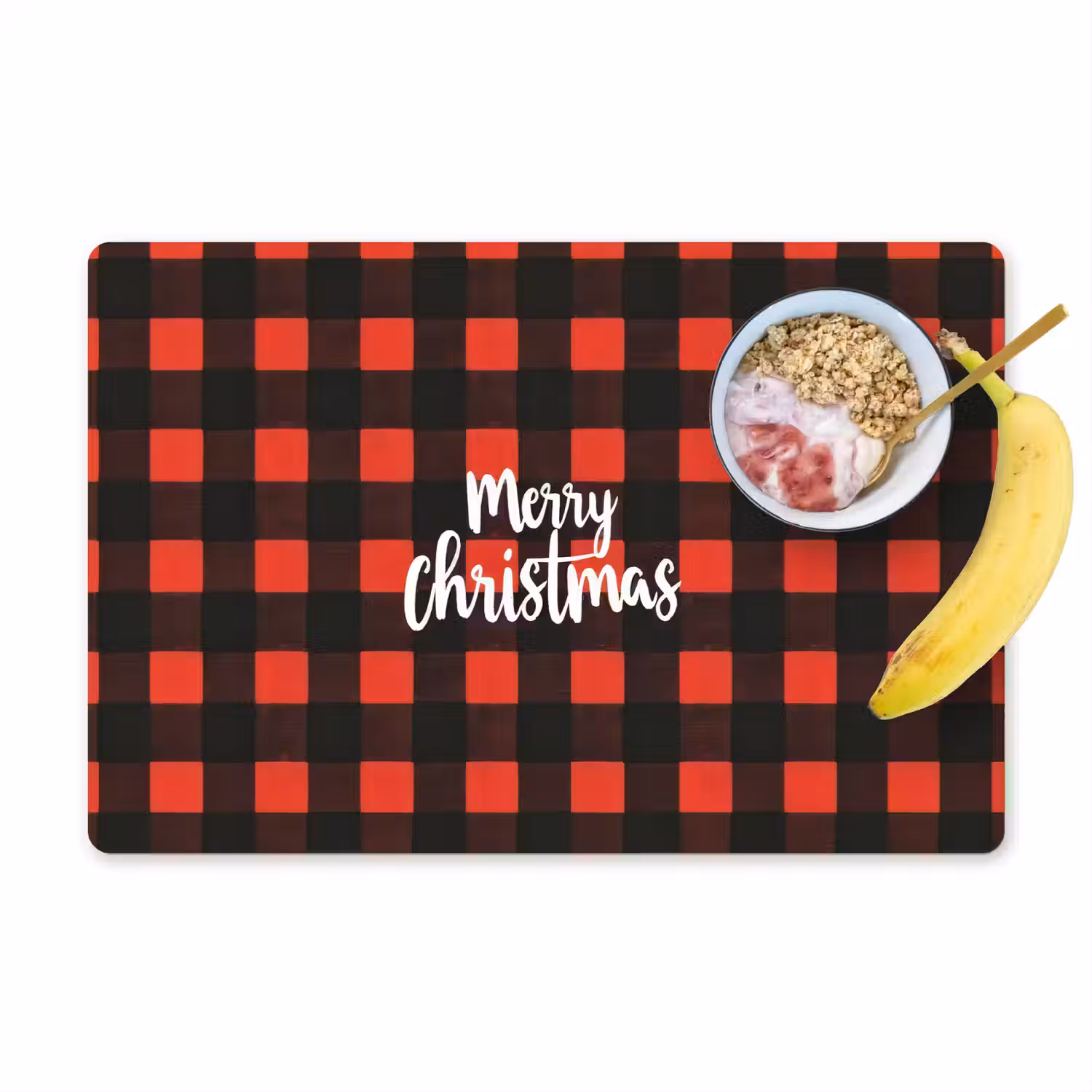 Geruit - Rood - Tekst - Christmas Placemat vinyl groot -zzzproduct_Kitchenyeah-website