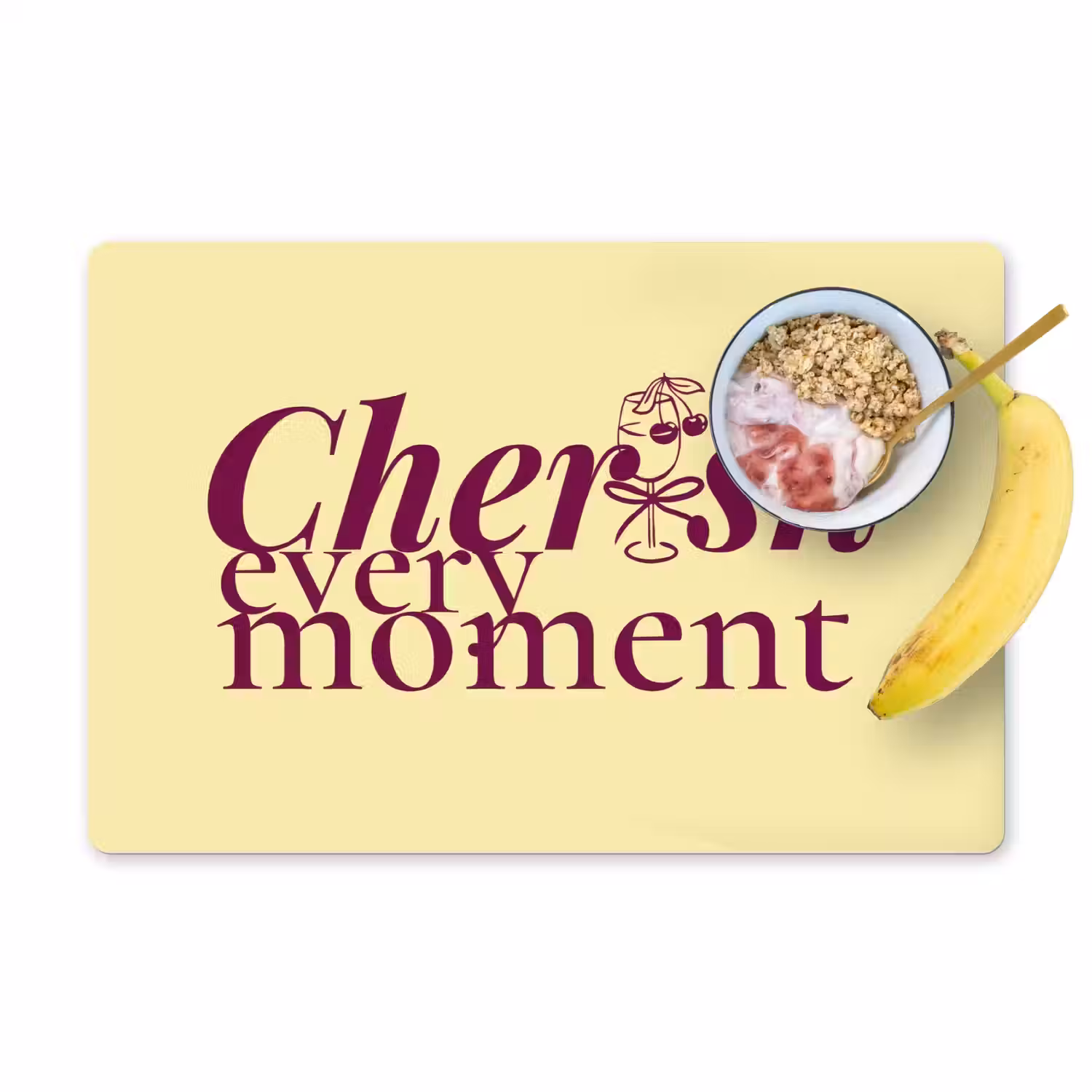 Cherish every moment - Cocktailglas - Geel Placemat vinyl groot -zzzproduct_Kitchenyeah-website