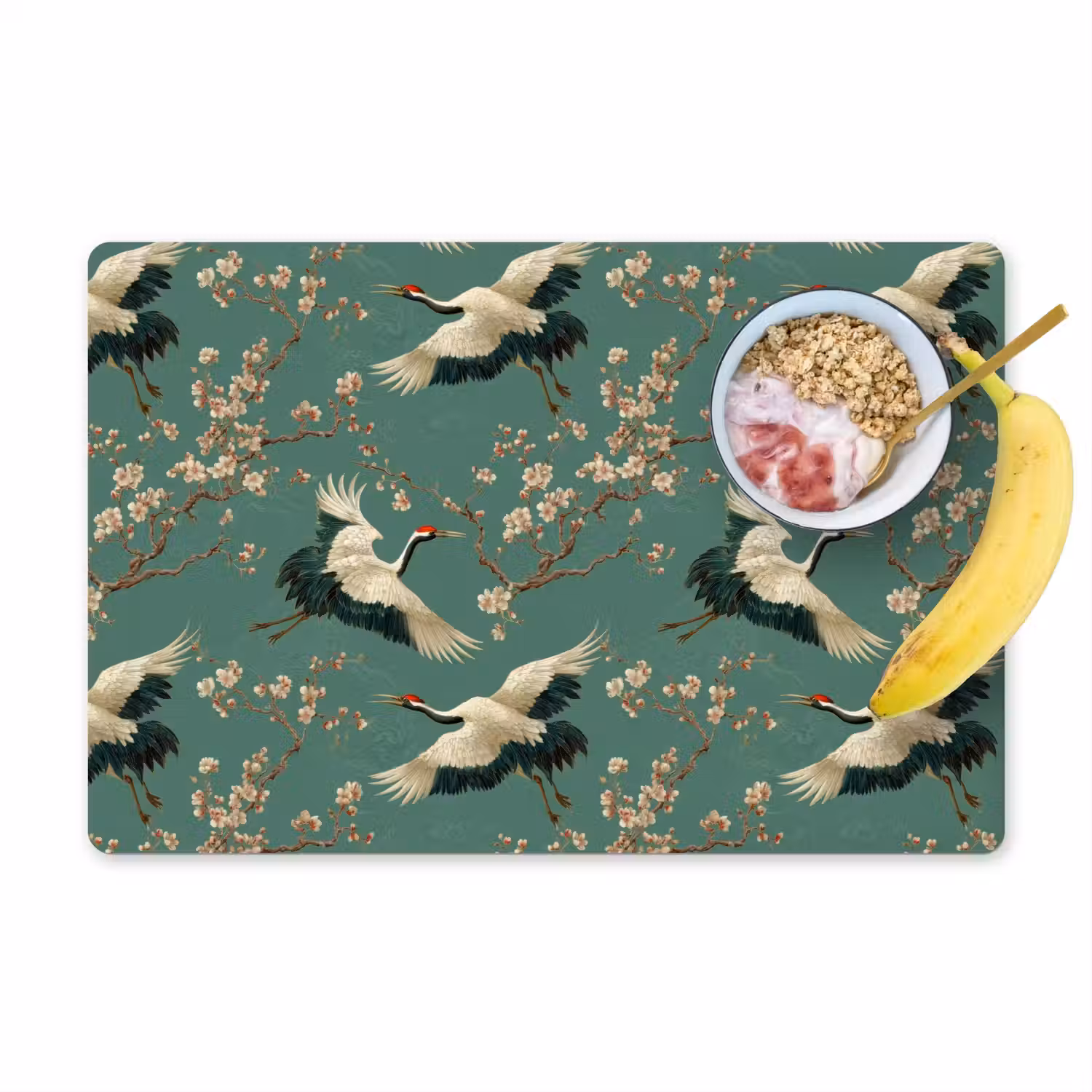 Kersenbloesem - Kraamvogels - Groen Placemat vinyl groot 368 -zzzproduct_Kitchenyeah-website