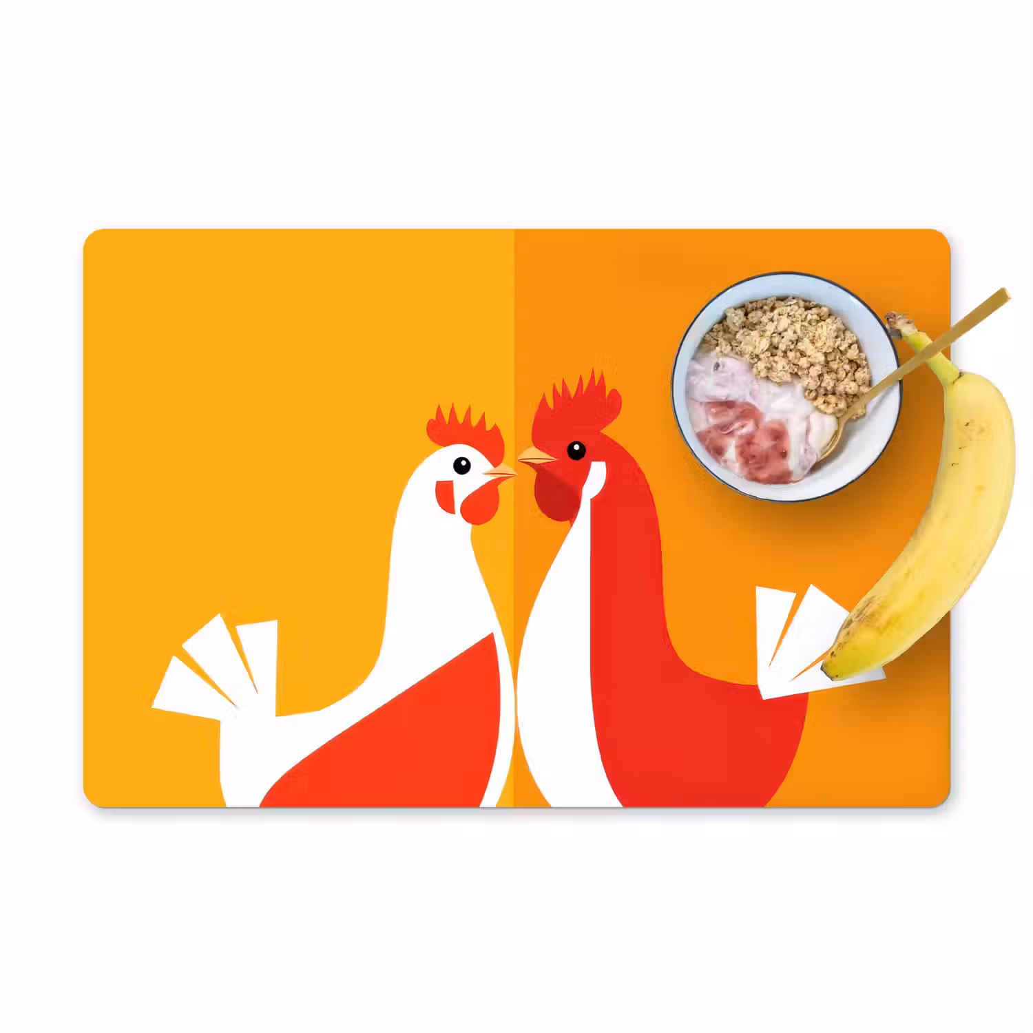 Kippen - Oranje - Vlakken Placemat vinyl groot -zzzproduct_Kitchenyeah-website