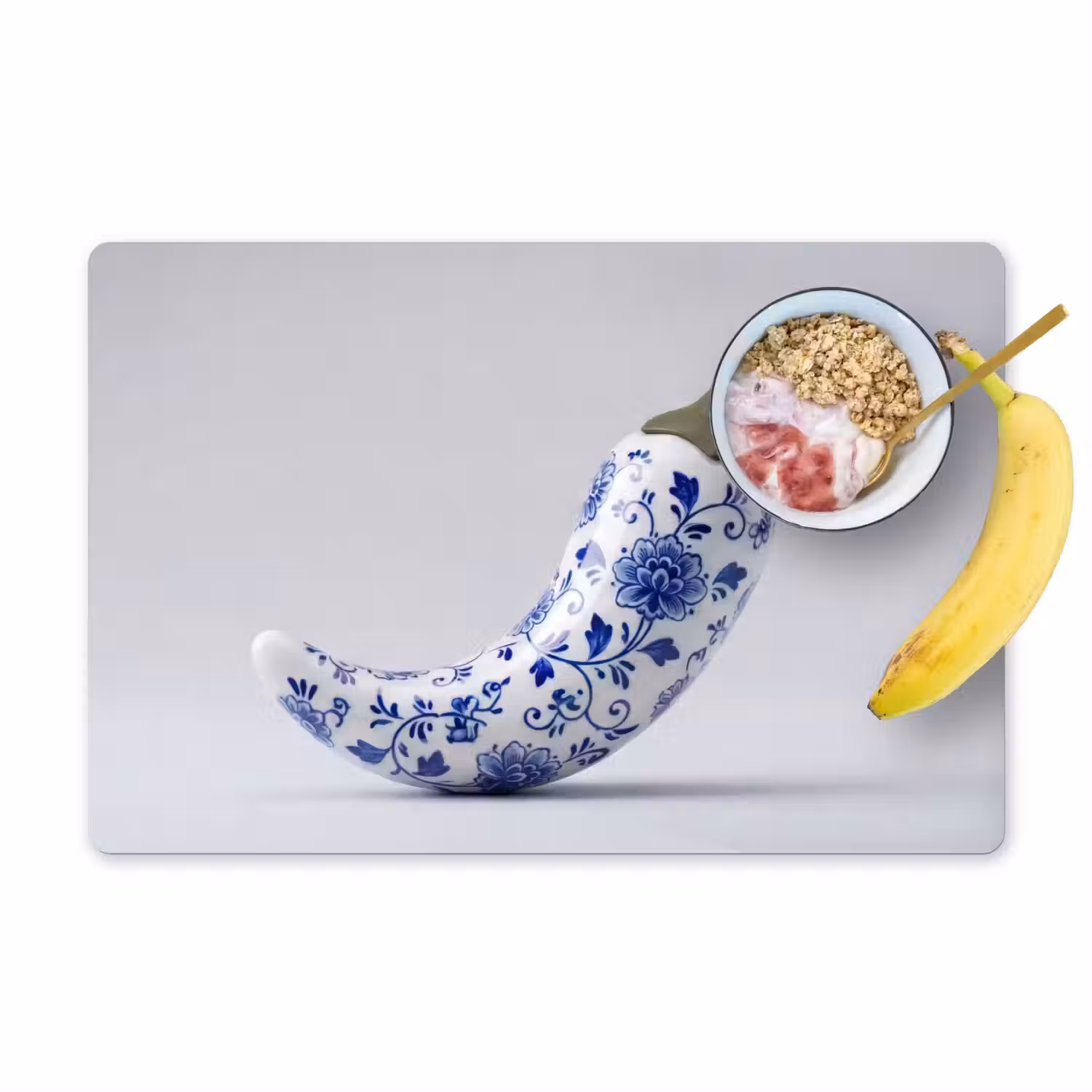 Chilipeper - Keramiek - Blauw Placemat vinyl groot -zzzproduct_Kitchenyeah-website