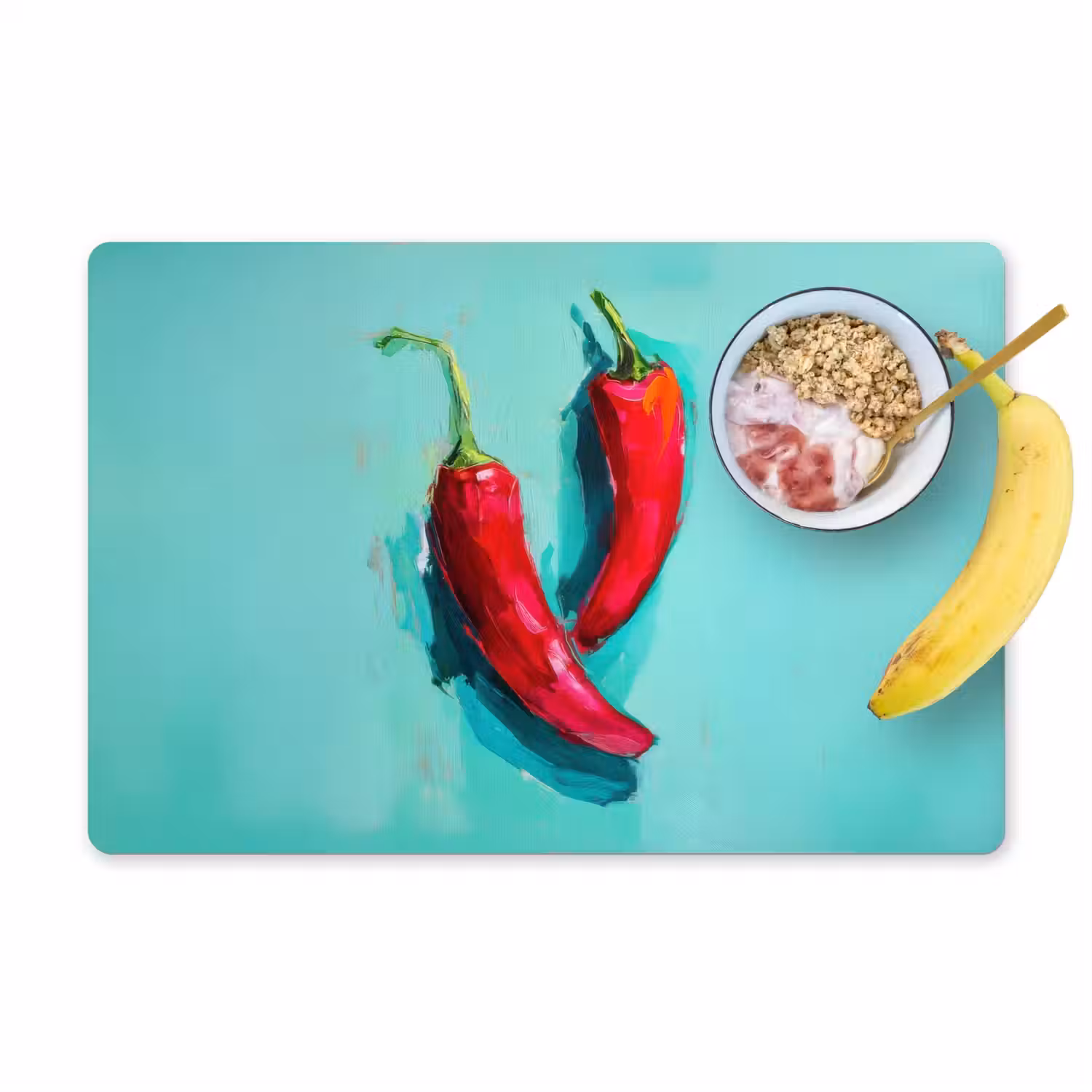 Chilipepers - Geverfd - Rood Placemat vinyl groot -zzzproduct_Kitchenyeah-website
