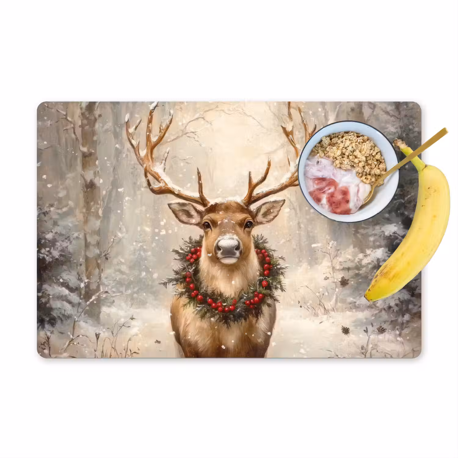 Kerst - Rendier - Winter - Krans Placemat vinyl groot -zzzproduct_Kitchenyeah-website