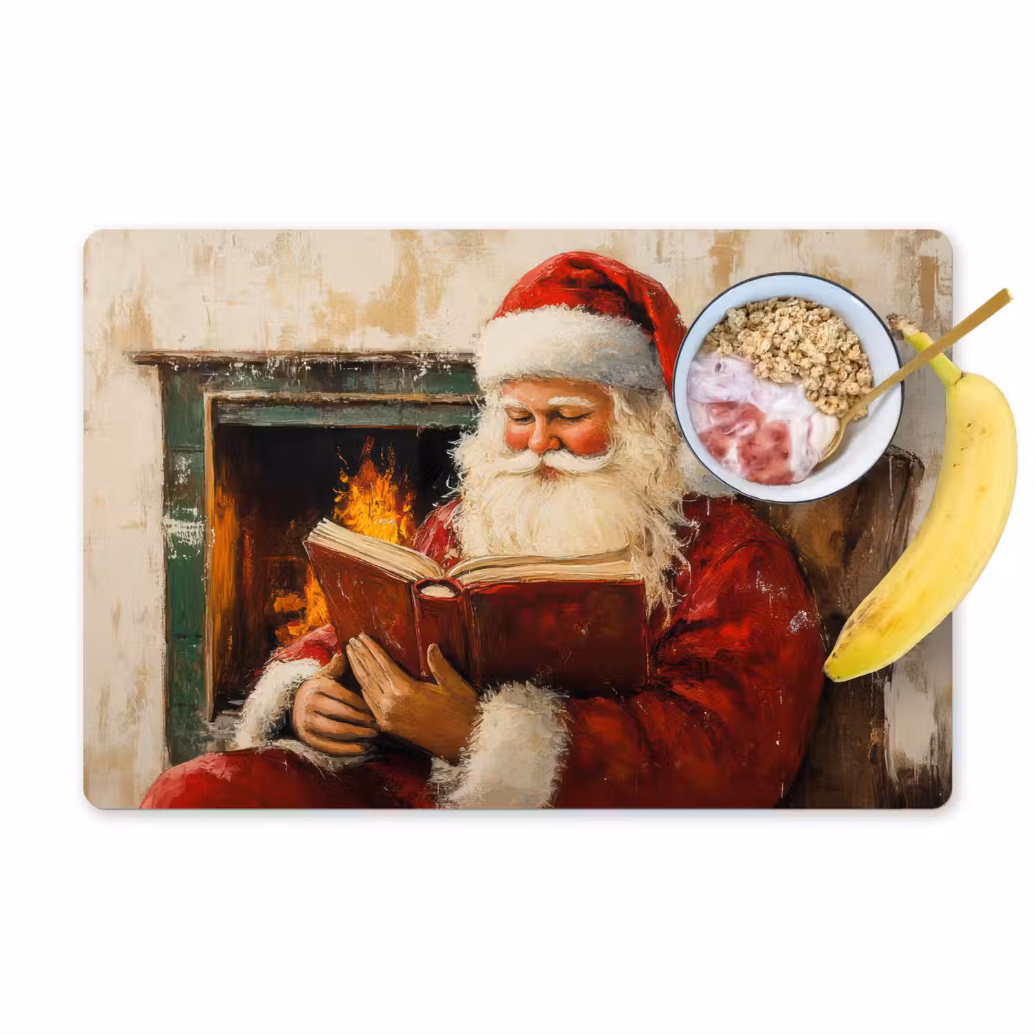Kerst - Kerstman - Winter - Open Haard Placemat vinyl groot -zzzproduct_Kitchenyeah-website