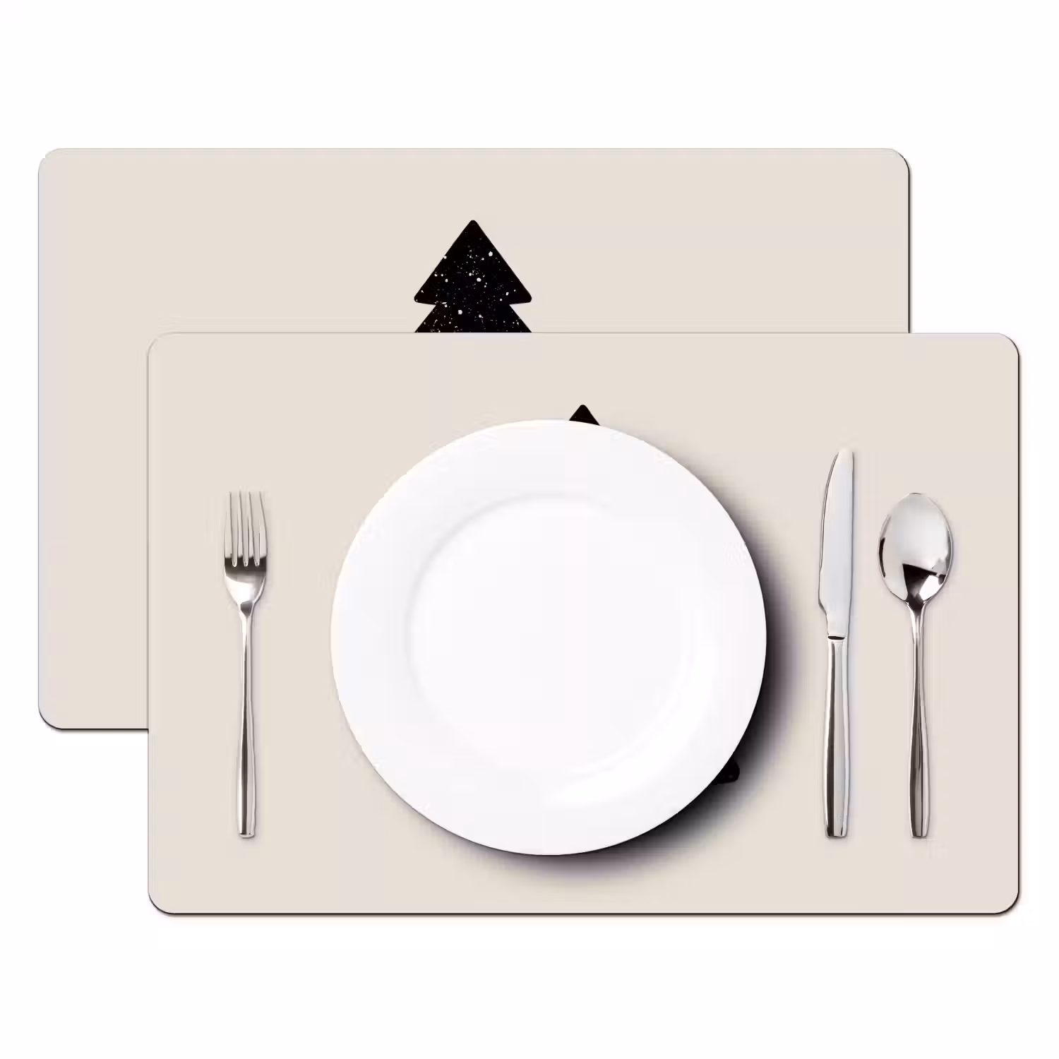Kerstboom - Zwart - Feestdagen - Beige Placemat vinyl groot -zzsfeer2_Kitchenyeah-website
