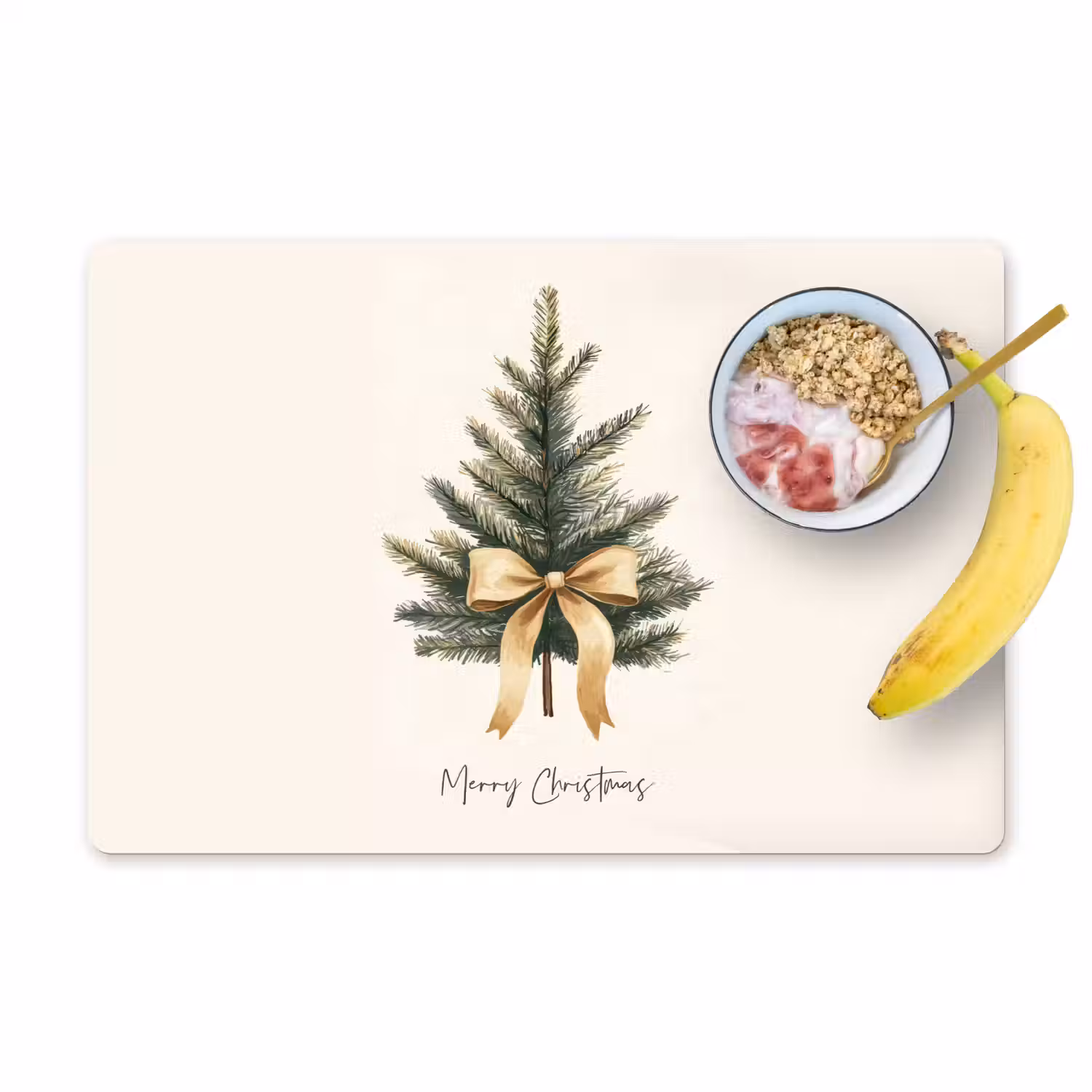 Kerstboom - Kerst - Merry Christmas - Beige Placemat vinyl groot -zzzproduct_Kitchenyeah-website