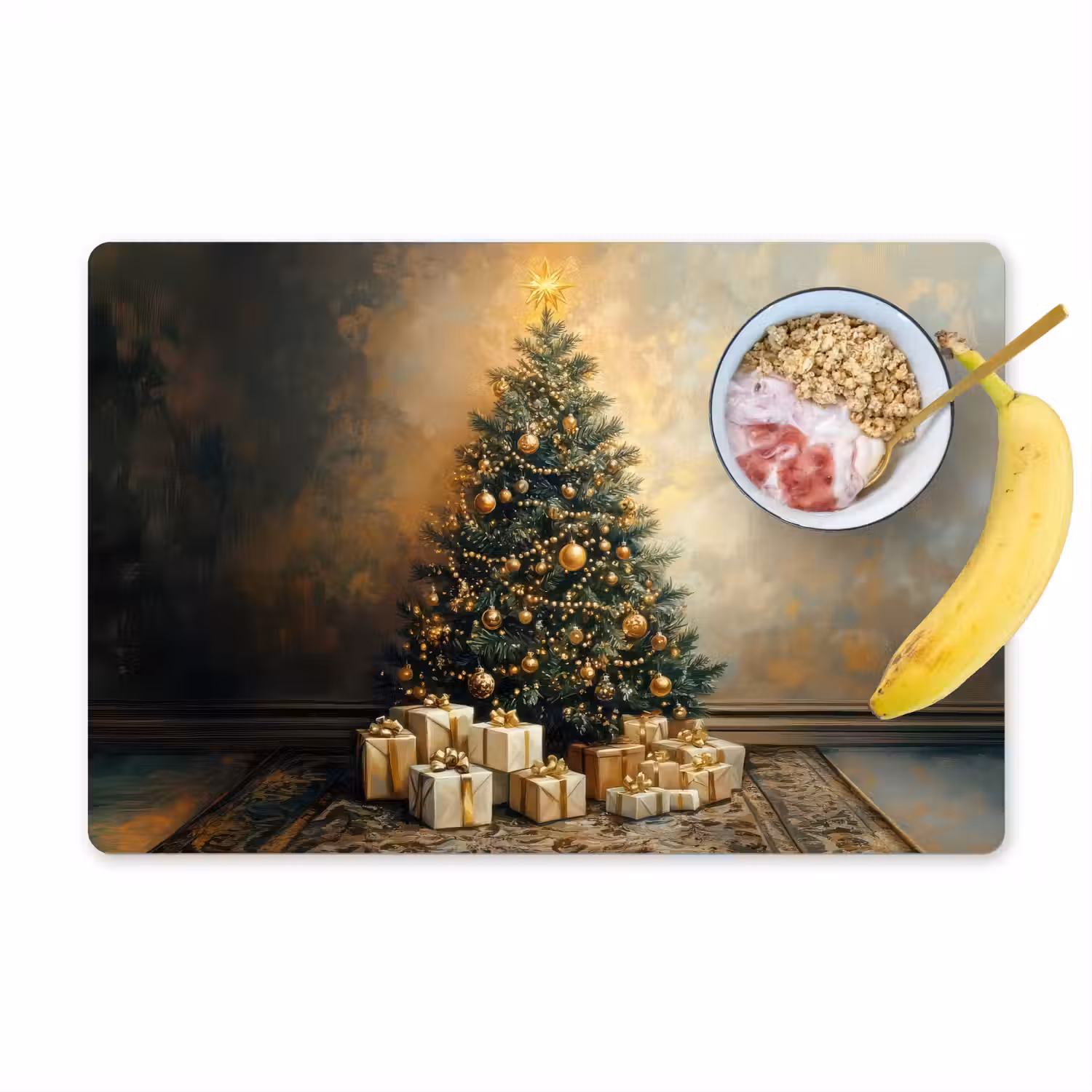 Kerstboom - Cadeaus - Goud Placemat vinyl groot -zzzproduct_Kitchenyeah-website
