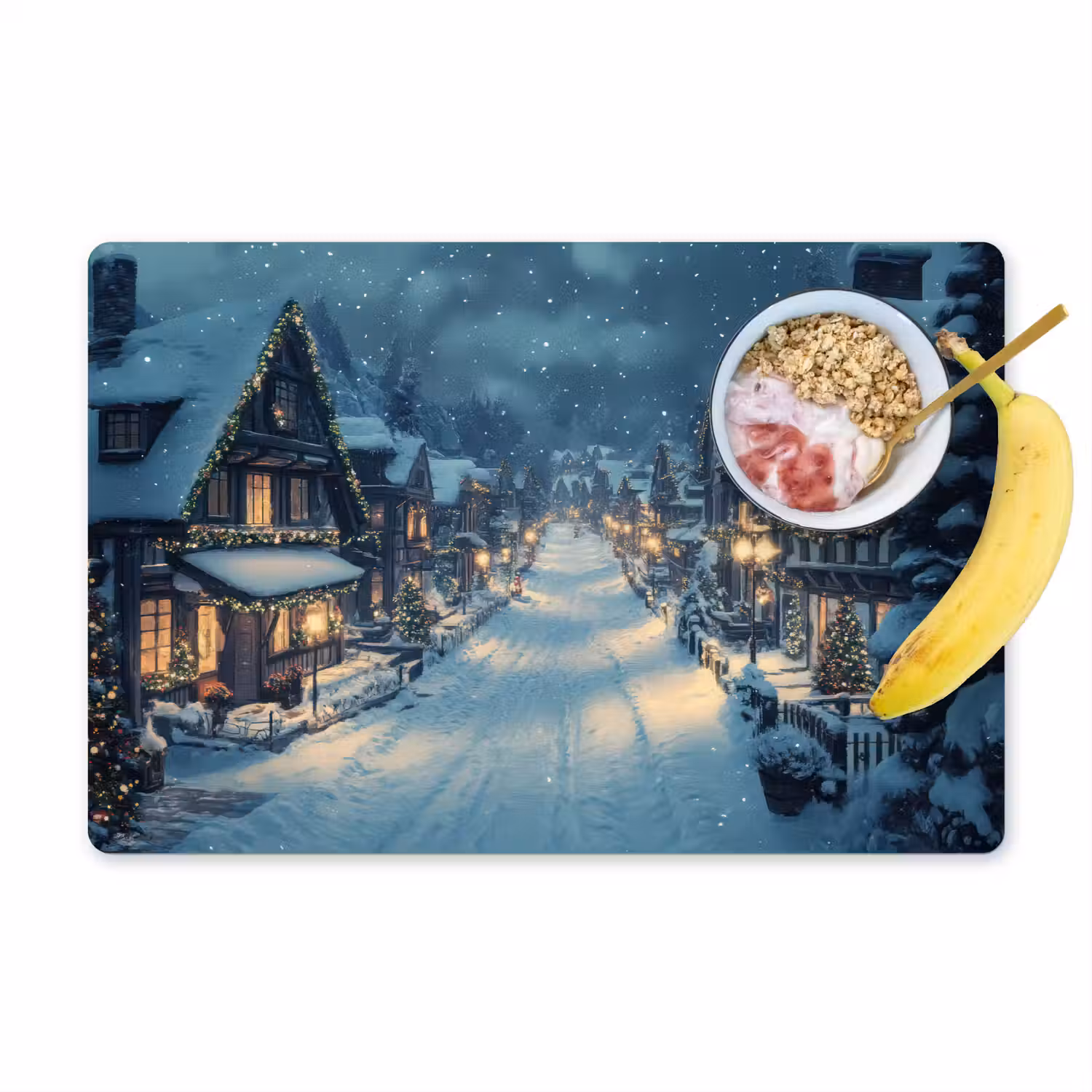 Kerstdorp - Kerst - Sneeuw - Winter Placemat vinyl groot -zzzproduct_Kitchenyeah-website