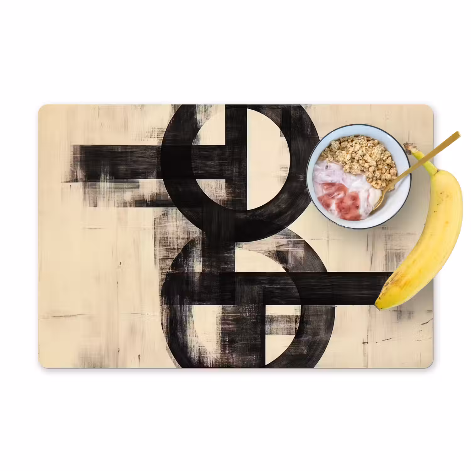 Cirkels - Balken - Zwart - Abstract Placemat vinyl groot -zzzproduct_Kitchenyeah-website