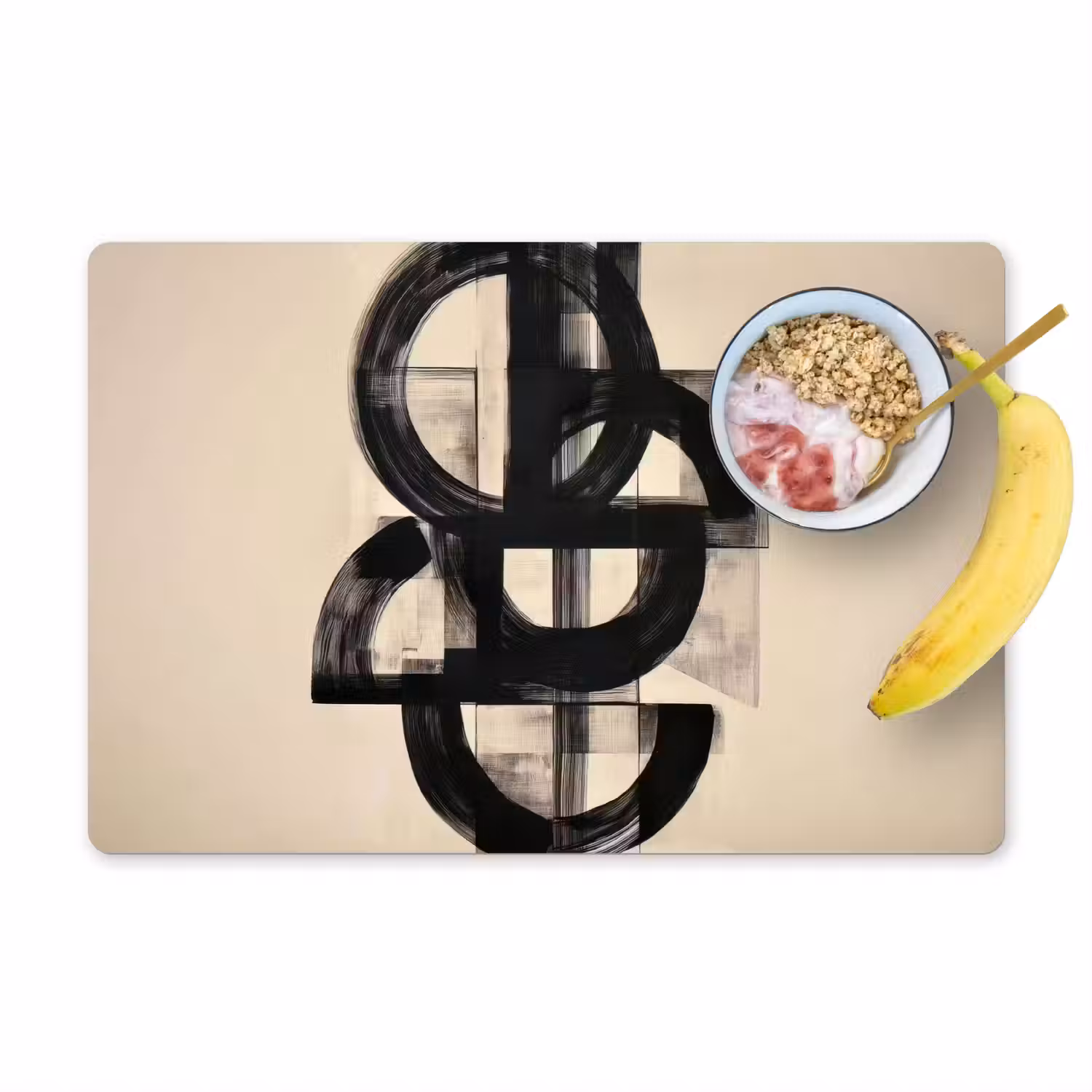 Cirkels - Lijnen - Vormen - Zwart Placemat vinyl groot -zzzproduct_Kitchenyeah-website