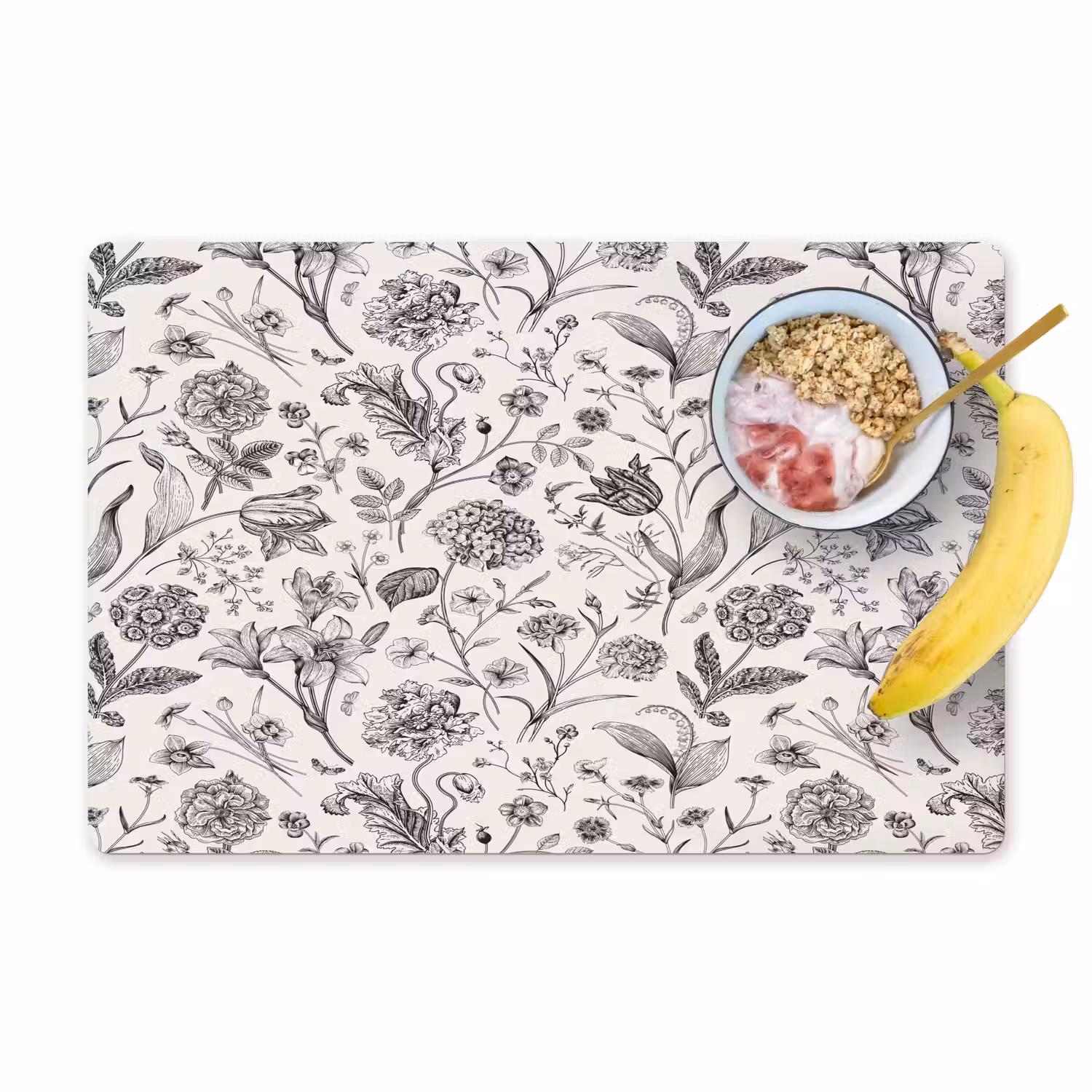 Classic - Black - White - Floral Placemat vinyl groot 368 -zzzproduct_Kitchenyeah-website