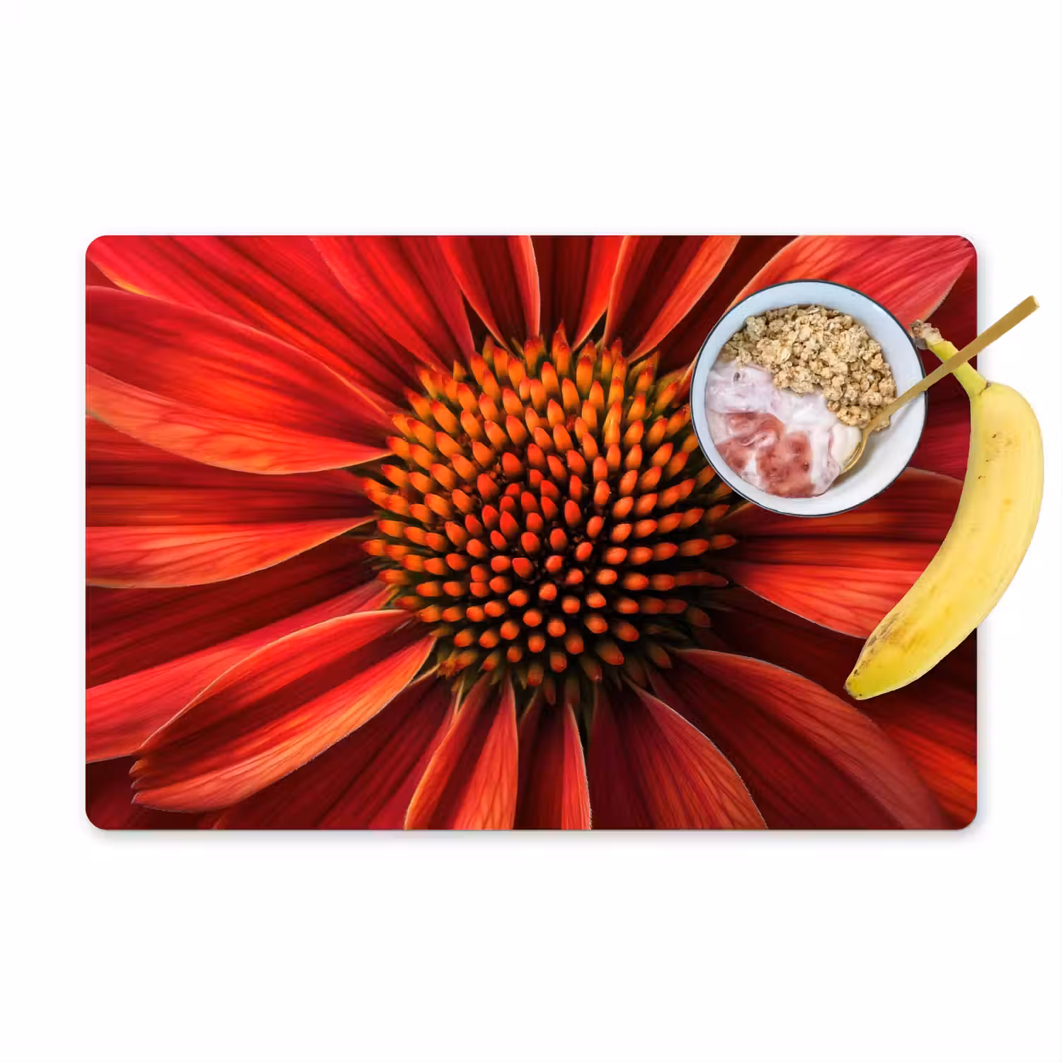 Close up - Bloem- Rood Placemat vinyl groot -zzzproduct_Kitchenyeah-website