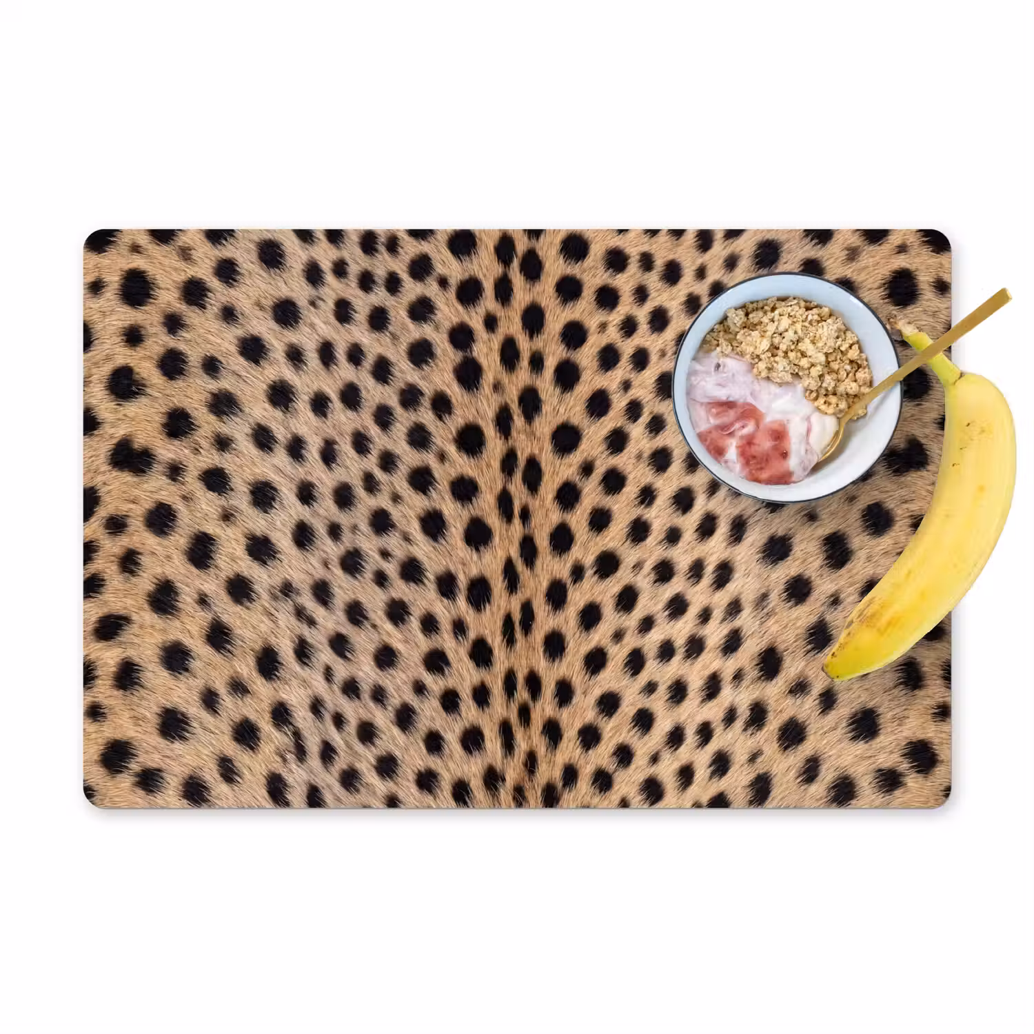 Vacht - Jachtluipaard - Zwart - Wit Placemat vinyl groot -zzzproduct_Kitchenyeah-website