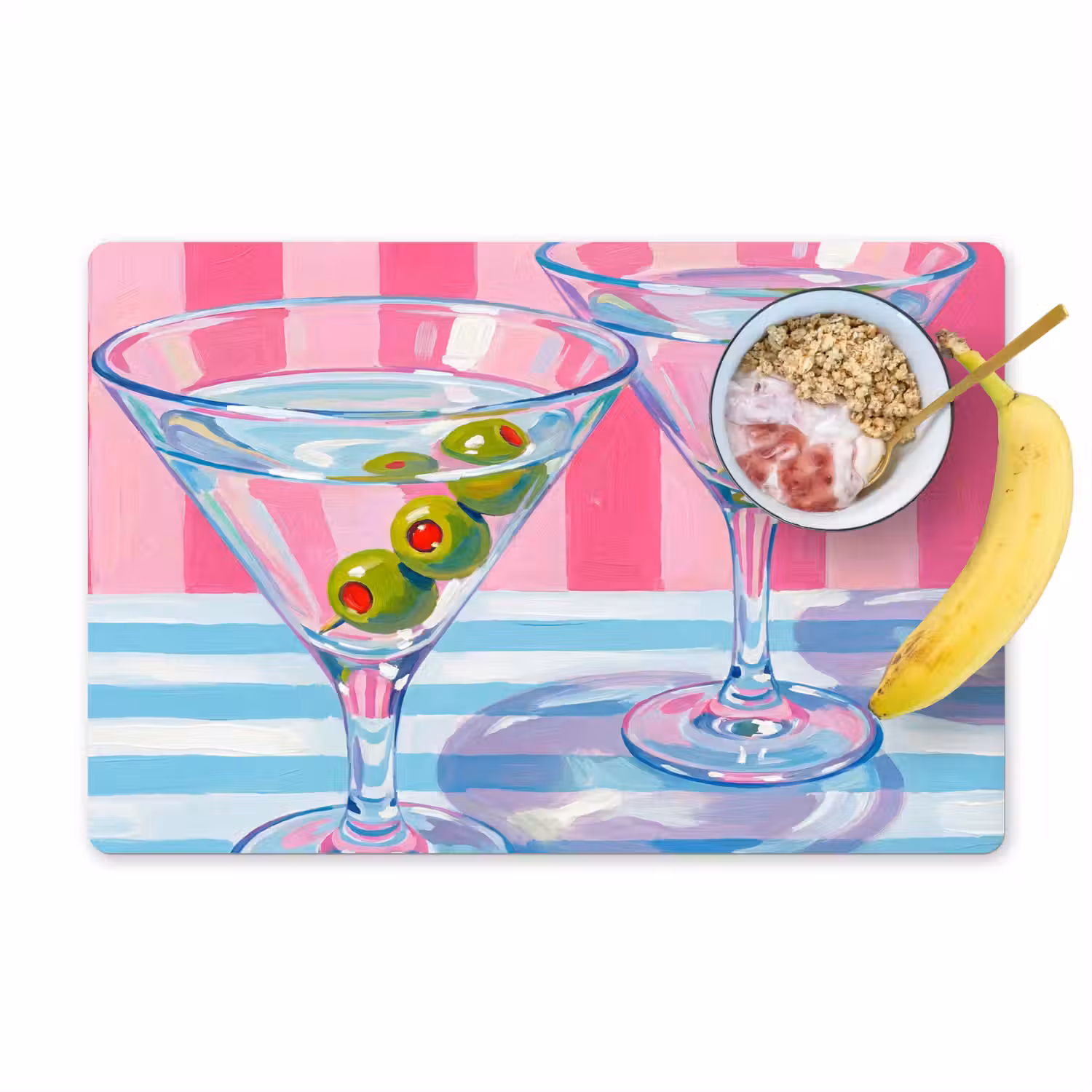 Cocktail - Olijven - Kunst - Modern - Roze Placemat vinyl groot -zzzproduct_Kitchenyeah-website