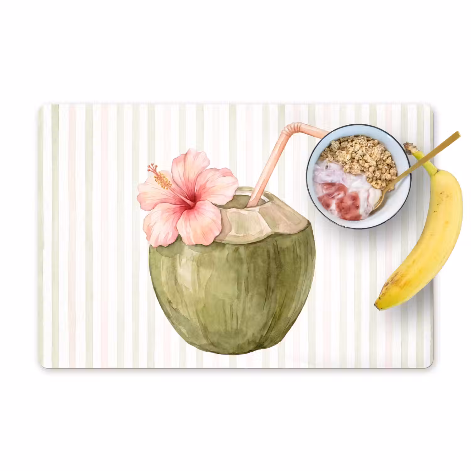 Kokosnoot - Drank - Tropisch - Illustratie - Zomer Placemat vinyl groot -zzzproduct_Kitchenyeah-website