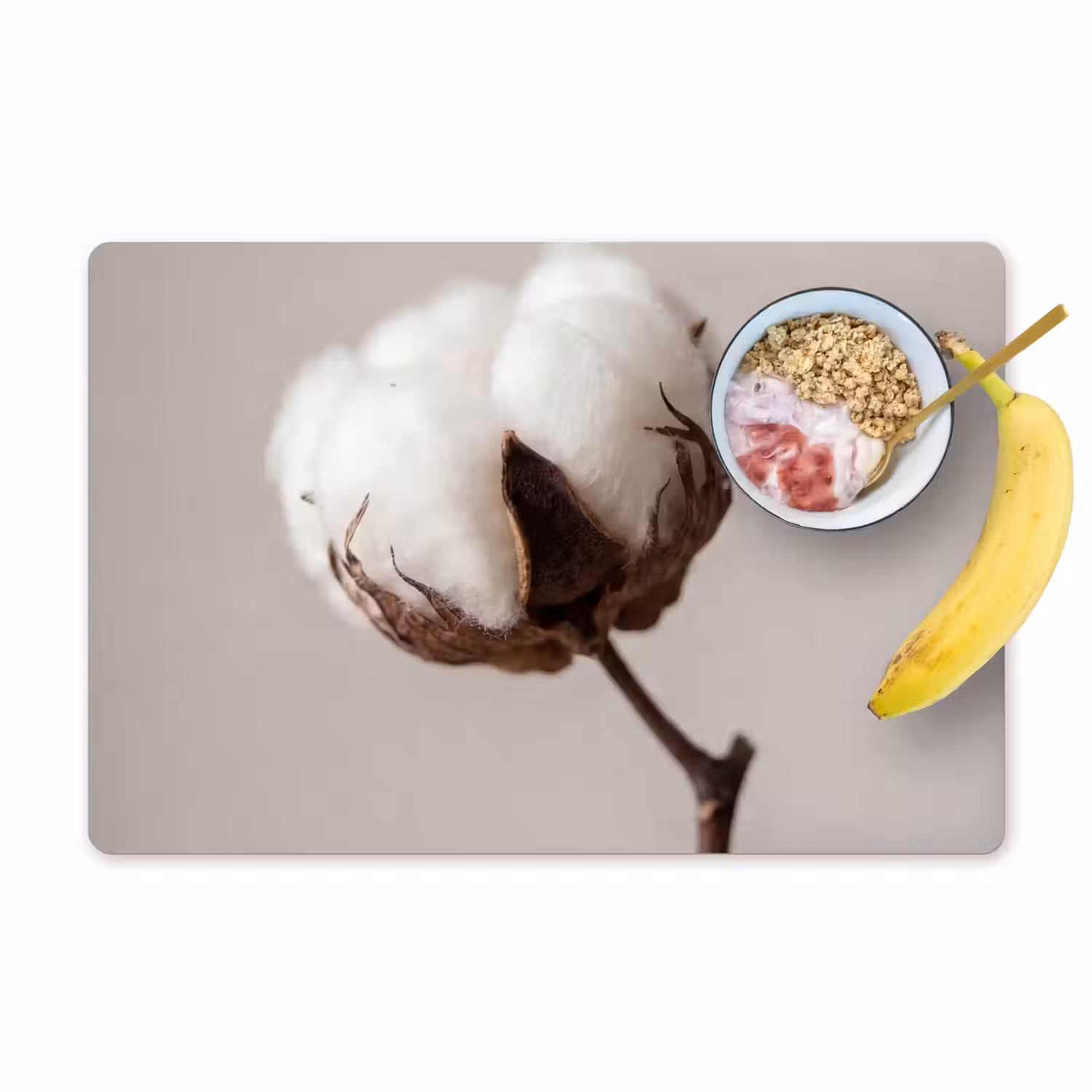 Katoenbol - Minimalistisch - Wit Placemat vinyl groot -zzzproduct_Kitchenyeah-website