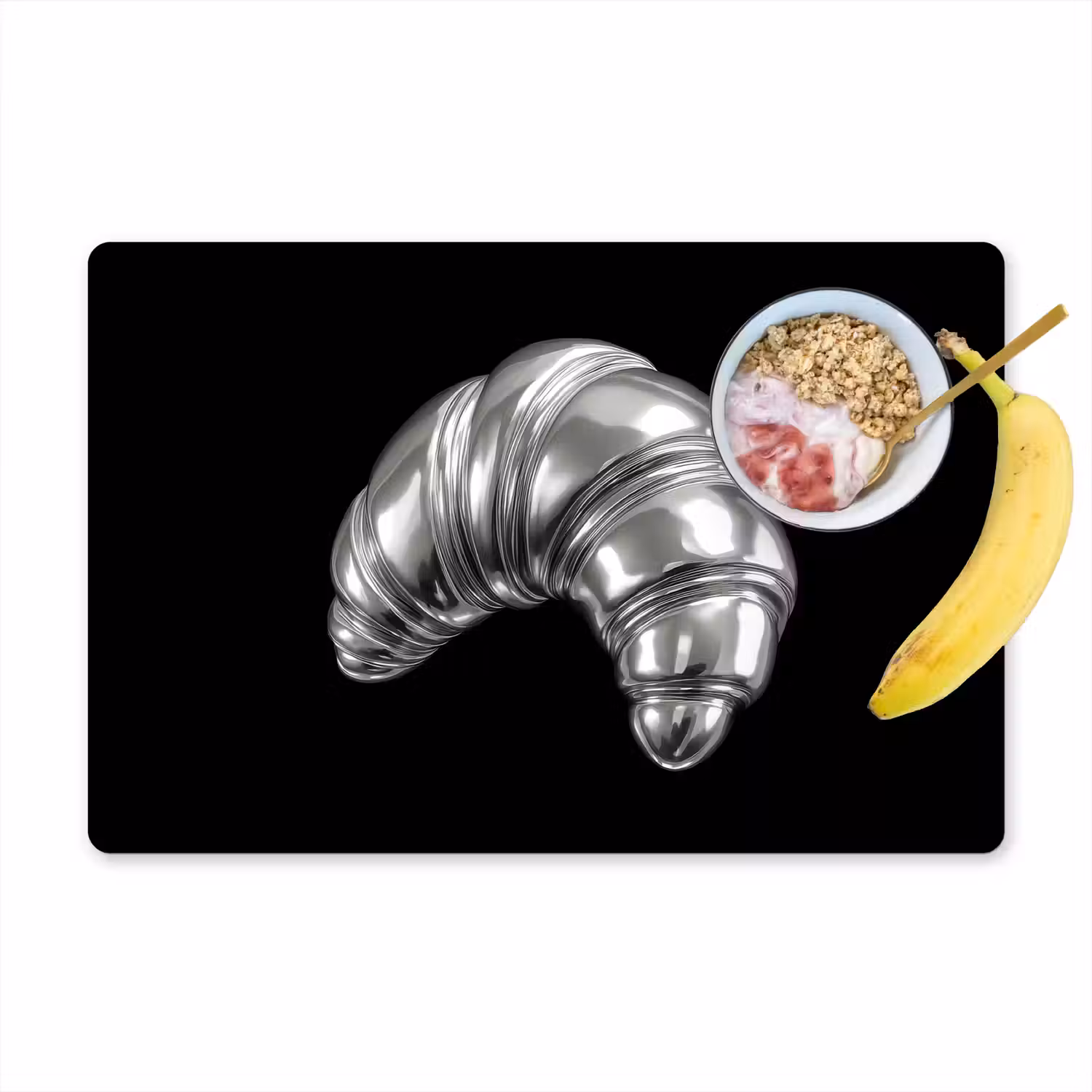 Croissant - Metaal - Zilver Placemat vinyl groot -zzzproduct_Kitchenyeah-website