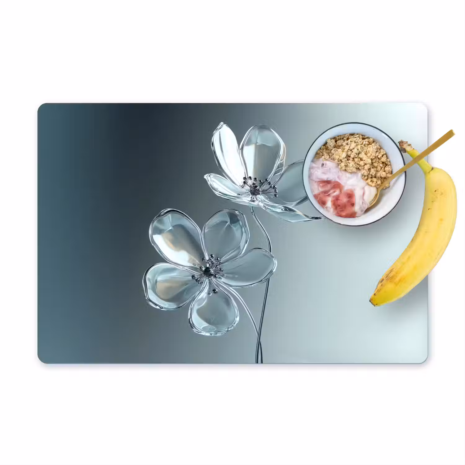 Kristal - Bloemen - Grijs Placemat vinyl groot -zzzproduct_Kitchenyeah-website