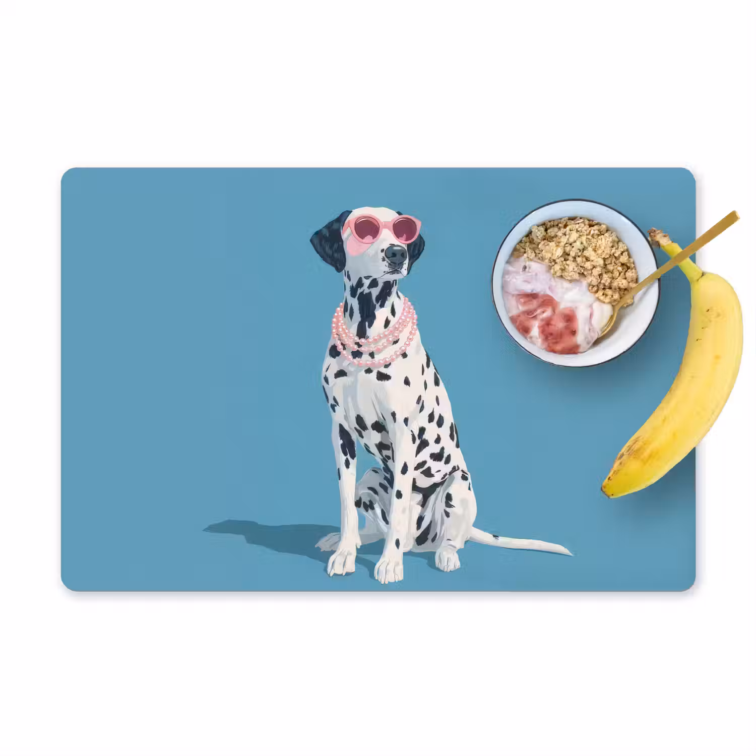 Dalmatiër - Zonnebril - Blauw Placemat vinyl groot -zzzproduct_Kitchenyeah-website