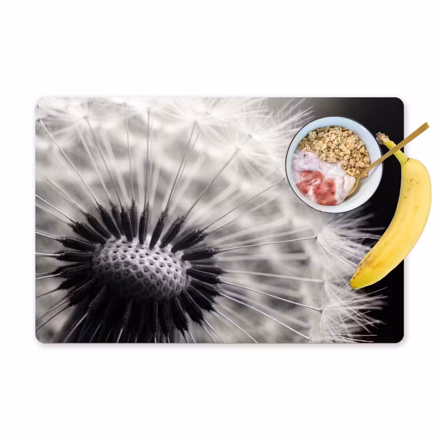 Paardenbloem - Zwart - Wit Placemat vinyl groot -zzzproduct_Kitchenyeah-website