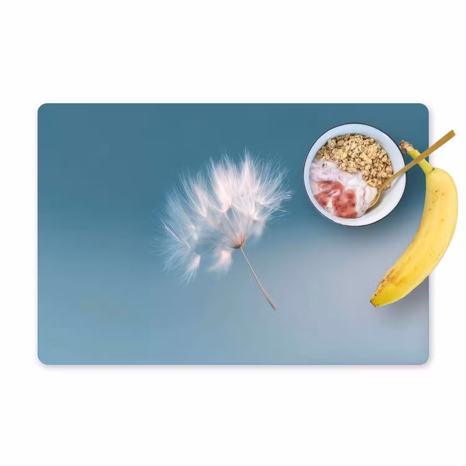 Paardenbloempluisje - Blauw - Lucht Placemat vinyl groot -zzzproduct_Kitchenyeah-website