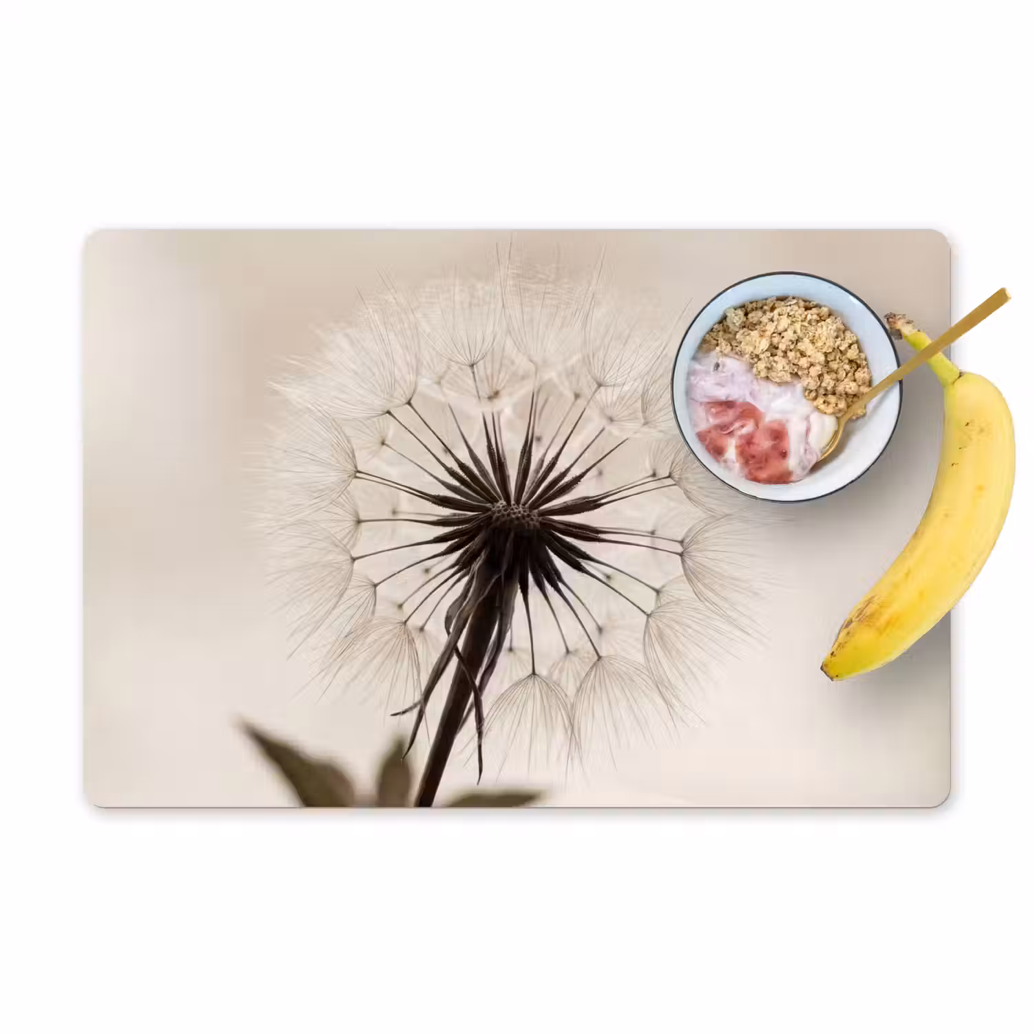 Paardenbloem - Minimalistisch - Wit Placemat vinyl groot -zzzproduct_Kitchenyeah-website