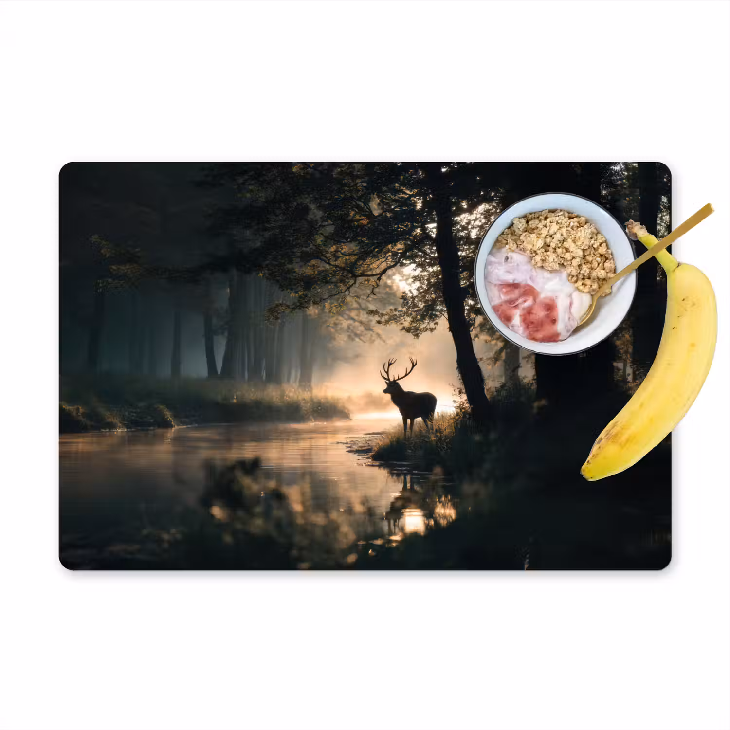 Hert - Bosbeek - Mystiek Placemat vinyl groot -zzzproduct_Kitchenyeah-website