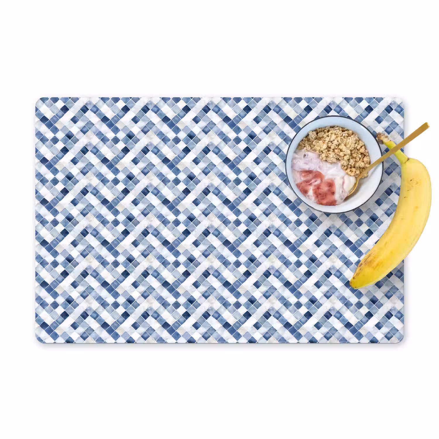 Diamant - Patroon - Blauw - Wit Placemat vinyl groot 368 -zzzproduct_Kitchenyeah-website