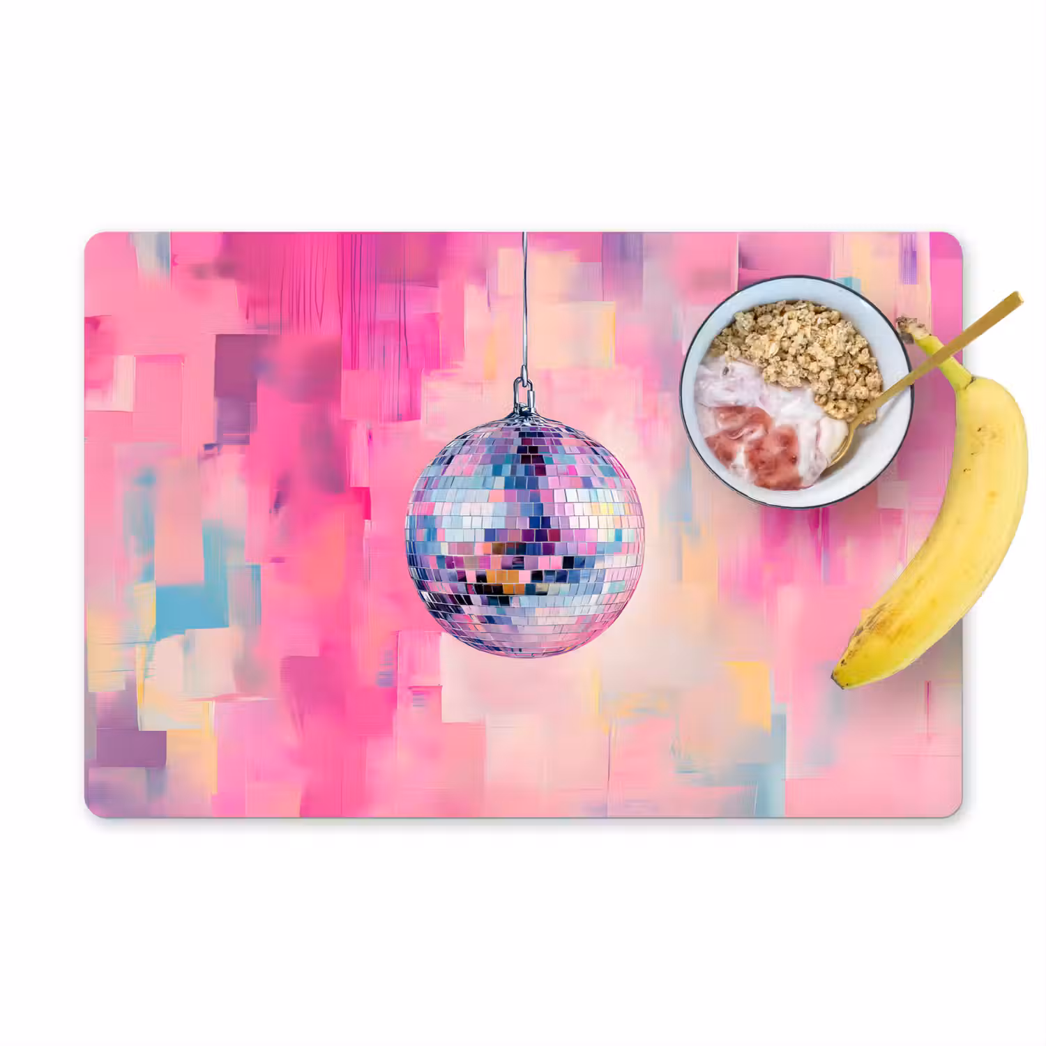 Discobal - Pink - Verf Placemat vinyl groot -zzzproduct_Kitchenyeah-website
