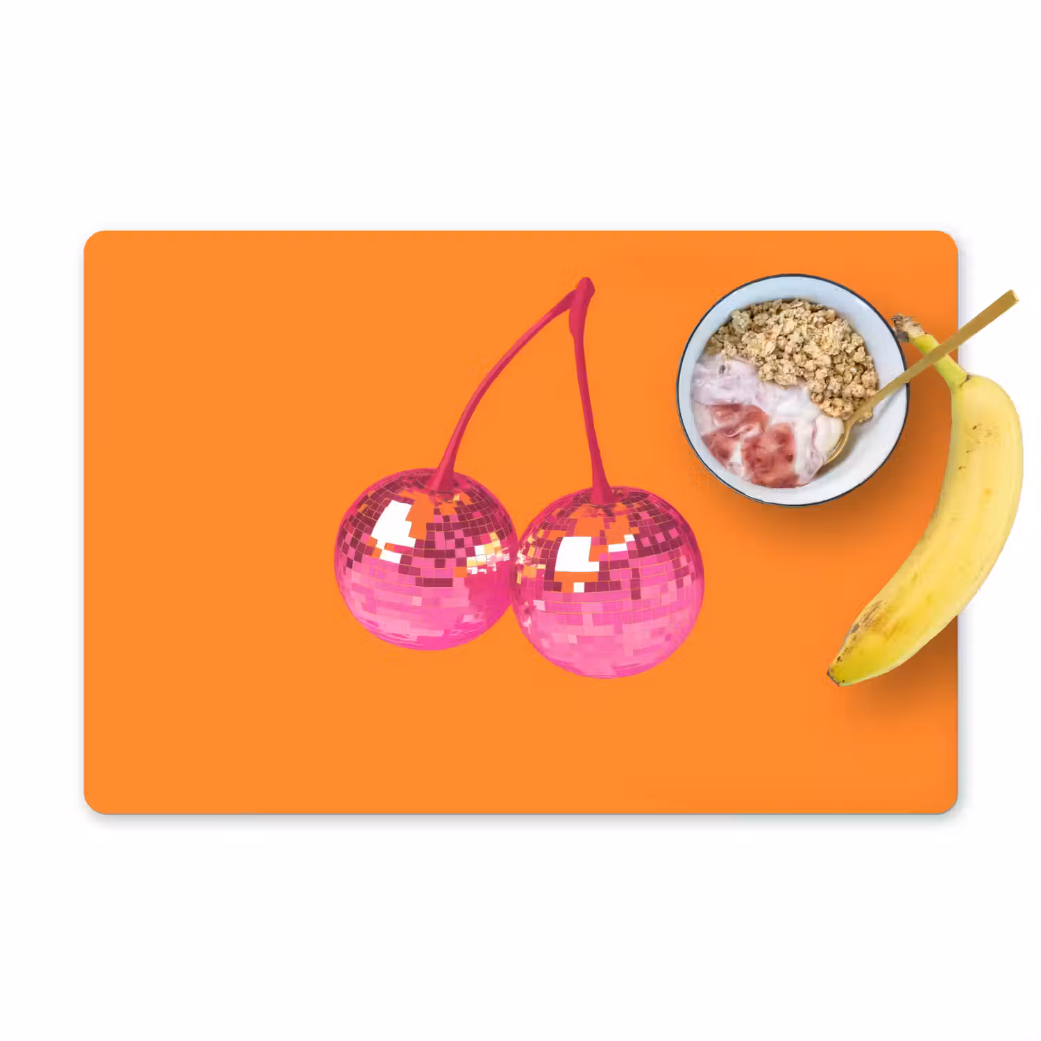 Discoballen - Kers - Spiegels - Roze Placemat vinyl groot -zzzproduct_Kitchenyeah-website