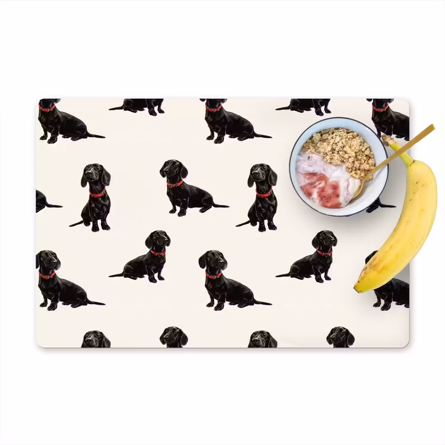 Hond - Patroon - Zwart Placemat vinyl groot 368 -zzzproduct_Kitchenyeah-website
