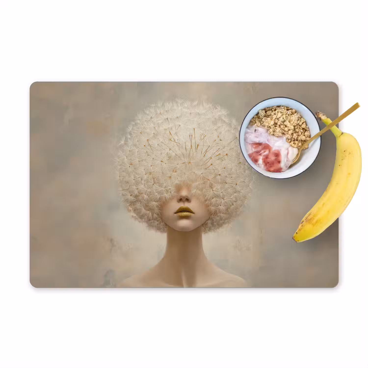 Dromerig - Beige - Paardenbloemzaadjes Placemat vinyl groot -zzzproduct_Kitchenyeah-website