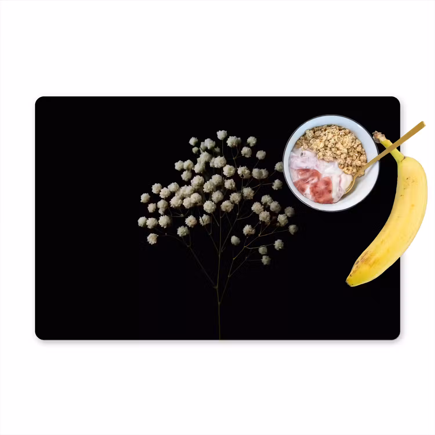 Gipskruid - Bloemetjes - Wit - Minimalistisch Placemat vinyl groot -zzzproduct_Kitchenyeah-website