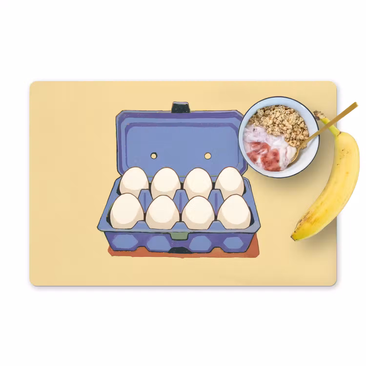 Eieren - Doos - Minimalistisch - Blauw Placemat vinyl groot -zzzproduct_Kitchenyeah-website