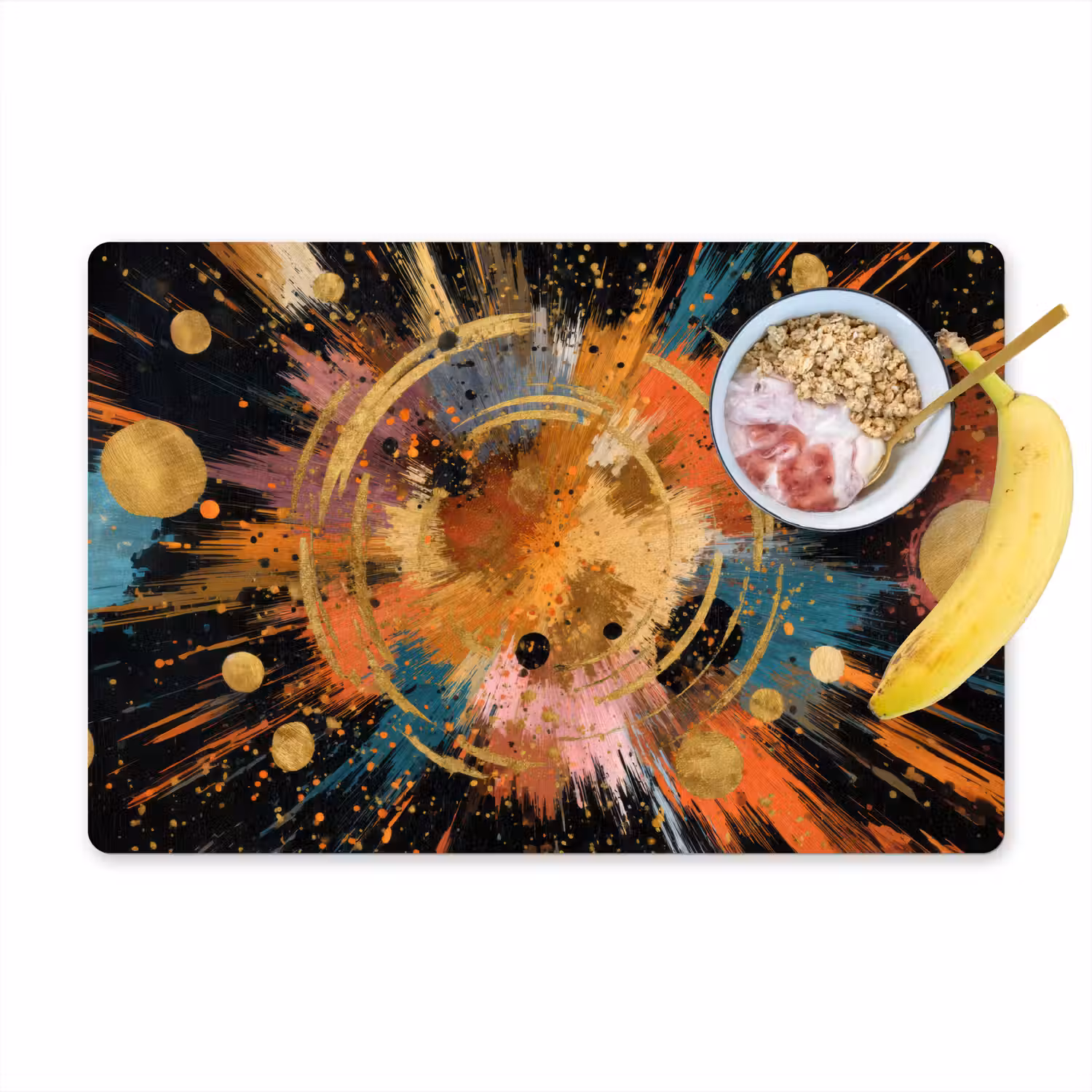 Explosie - Verfstructuur - Goud - Abstract Placemat vinyl groot -zzzproduct_Kitchenyeah-website