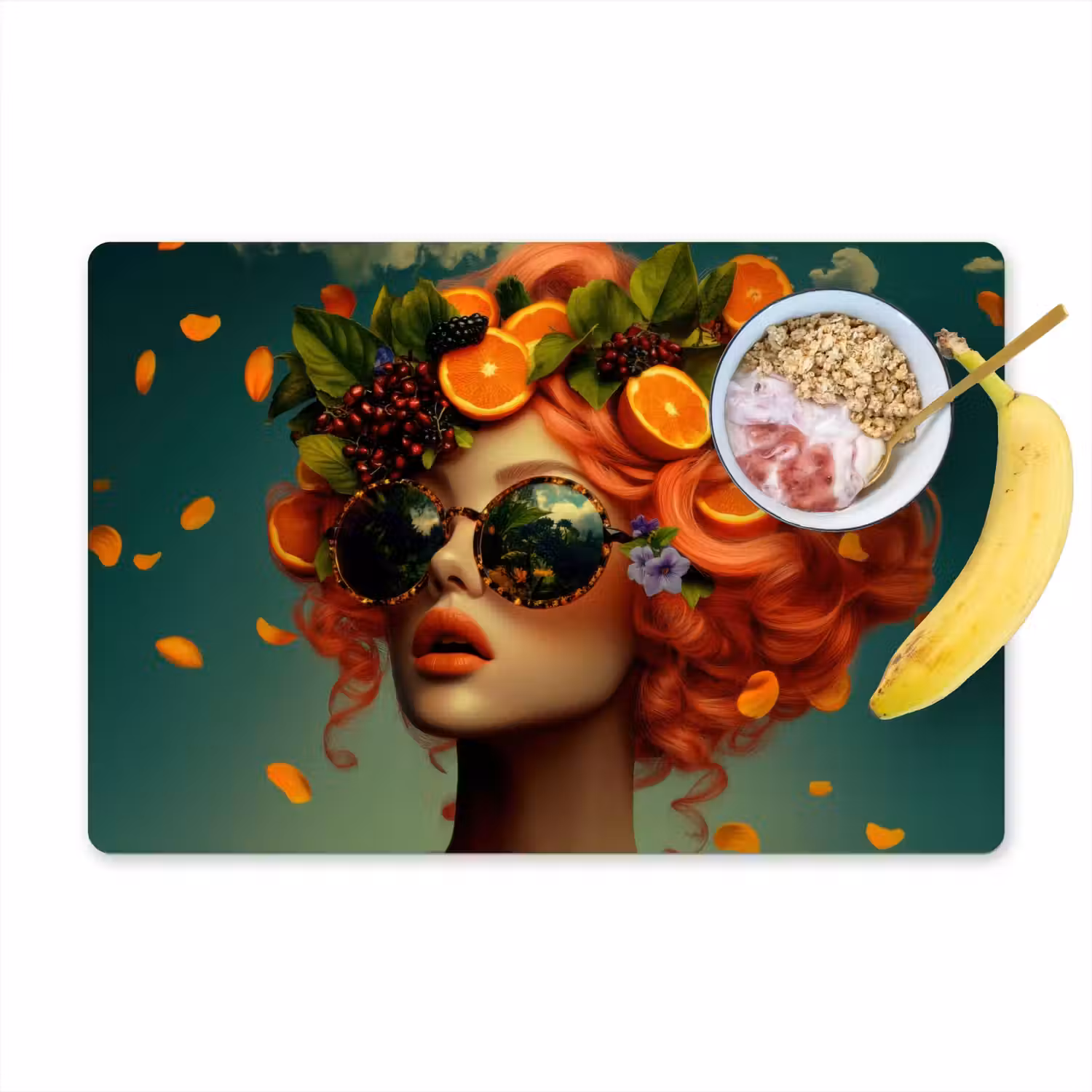Vrouw - Sinaasappel - Bessen - Oranje Placemat vinyl groot -zzzproduct_Kitchenyeah-website