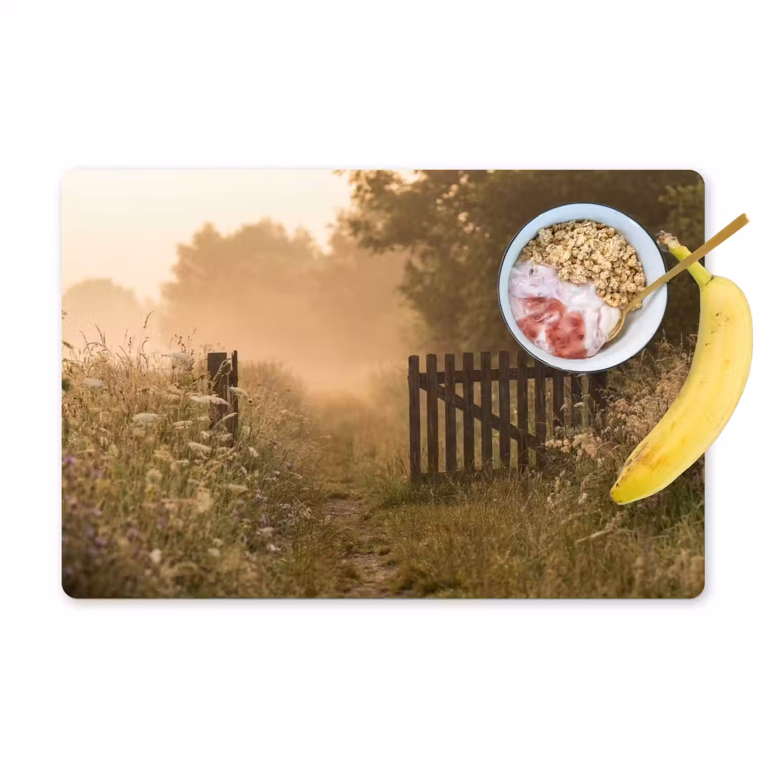 Hek - Natuur - Mist - Veld Placemat vinyl groot -zzzproduct_Kitchenyeah-website