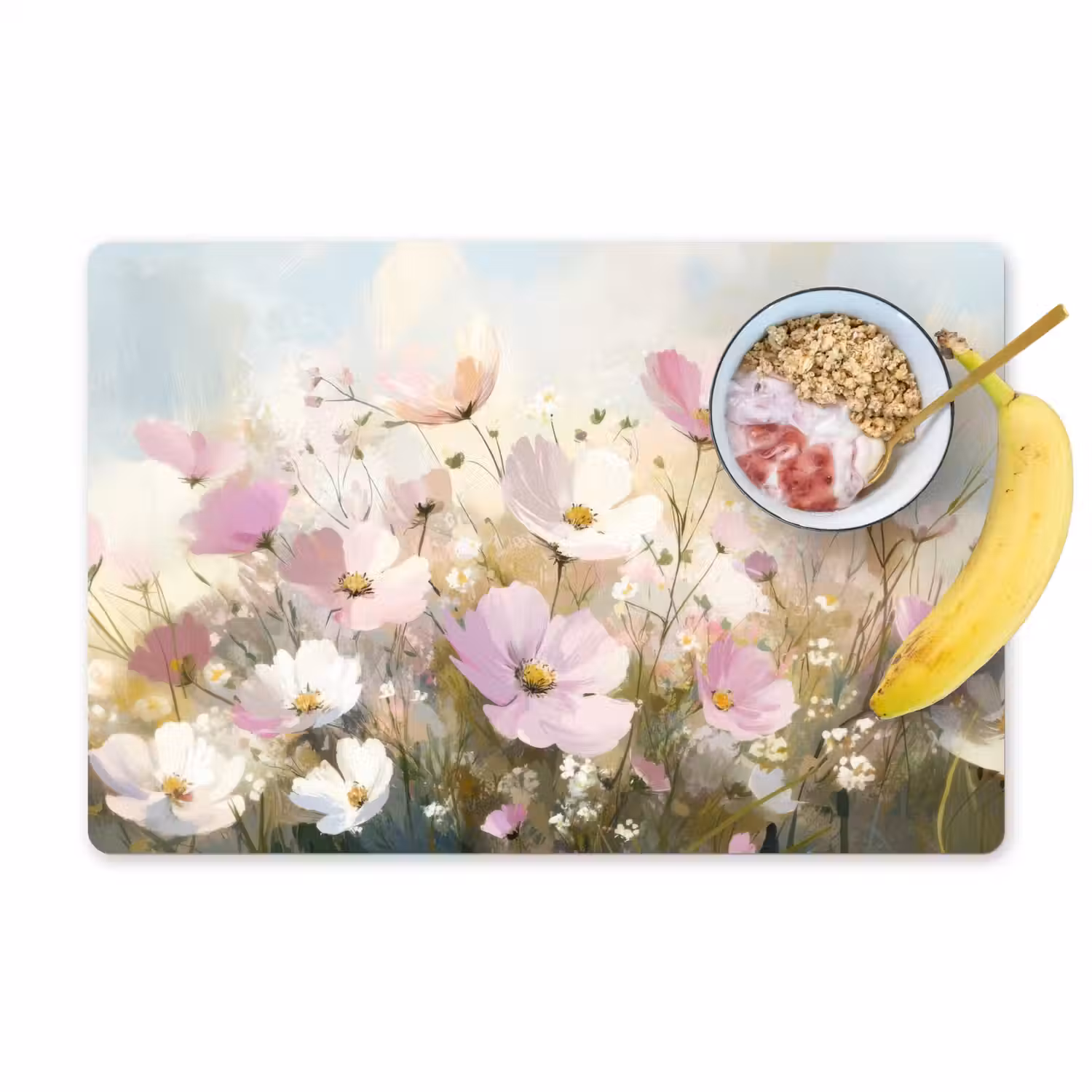 Bloemenveld - Lichte tinten - Geschilderd Placemat vinyl groot -zzzproduct_Kitchenyeah-website