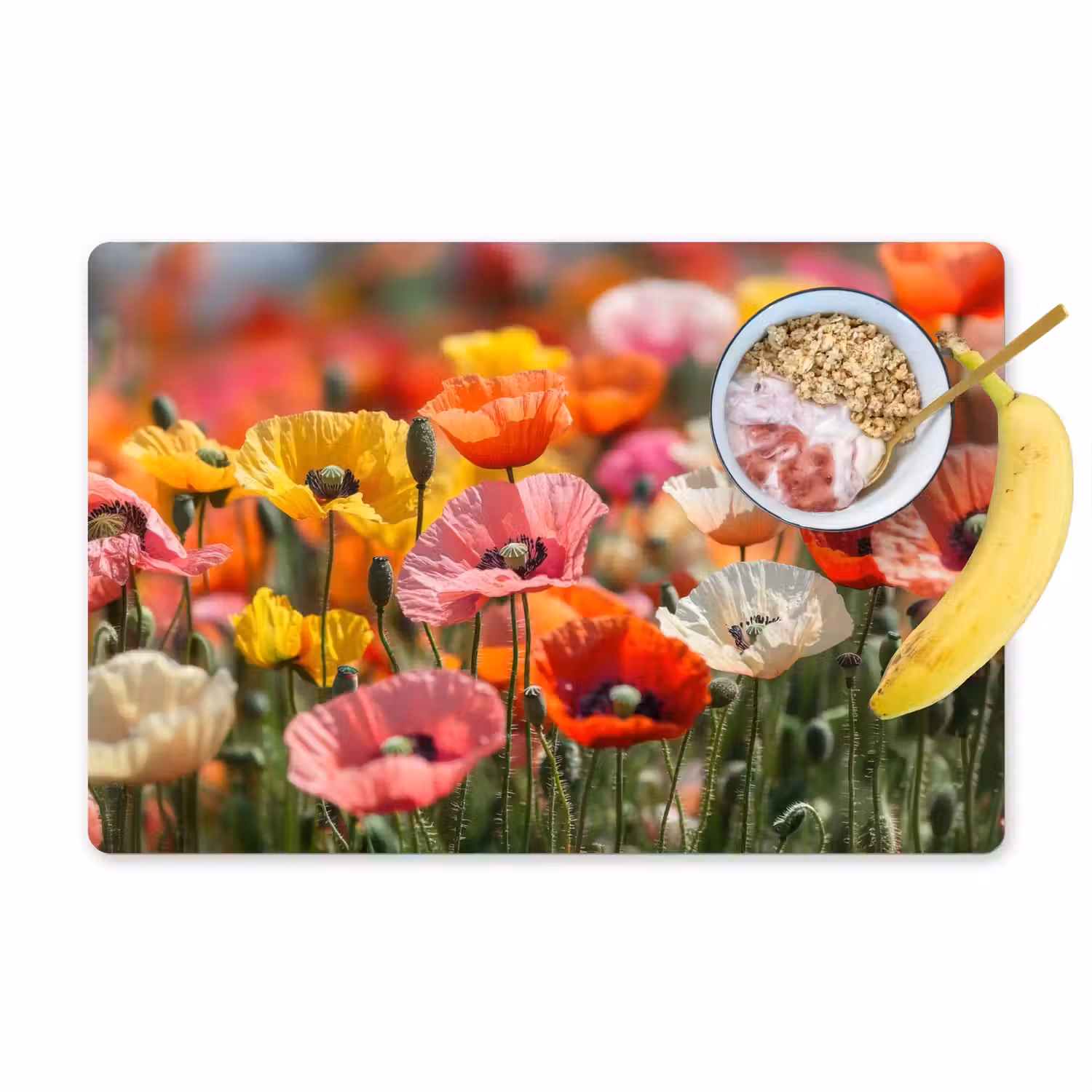Bloemenveld - Klaprozen - Kleurrijk Placemat vinyl groot -zzzproduct_Kitchenyeah-website
