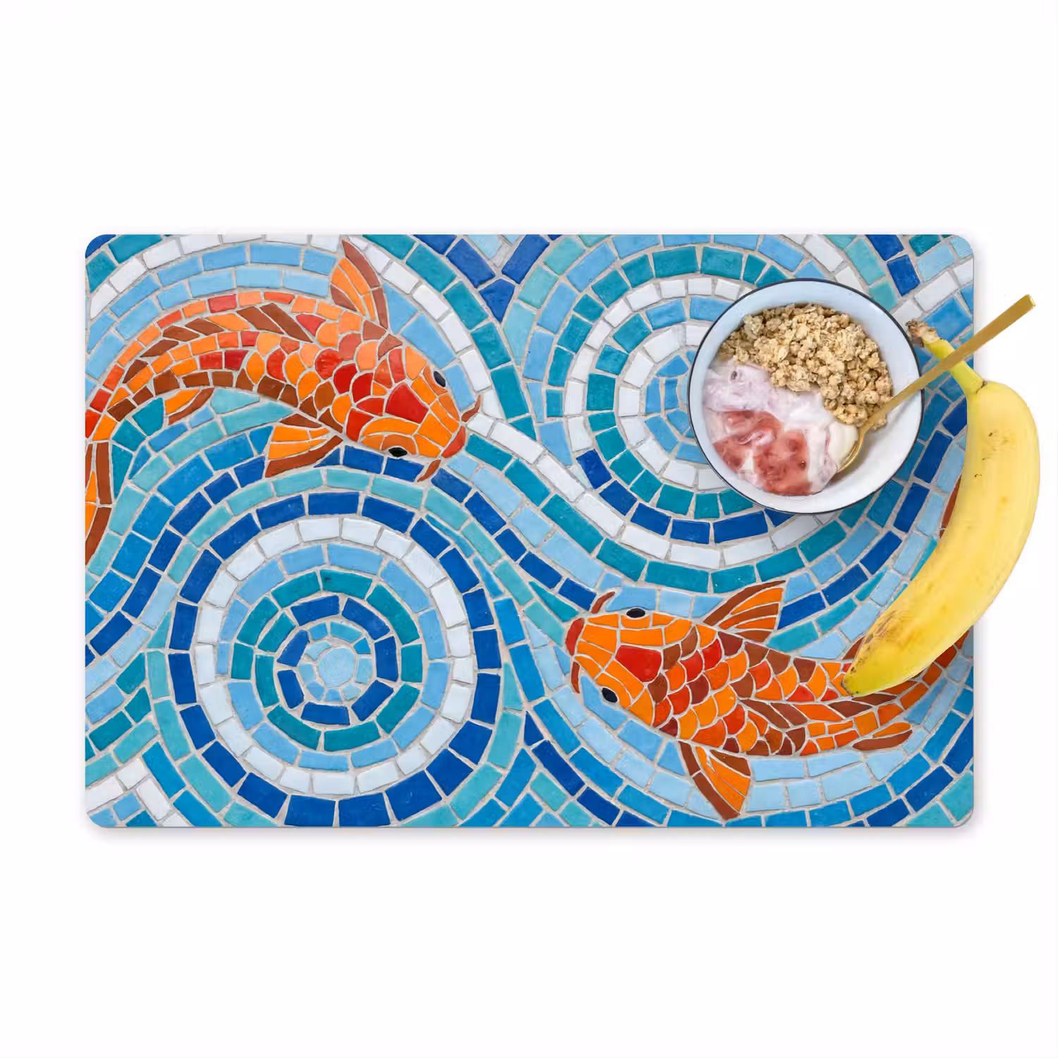 Vis - Mozaïek - Water - Decoratief - Blauw Placemat vinyl groot -zzzproduct_Kitchenyeah-website