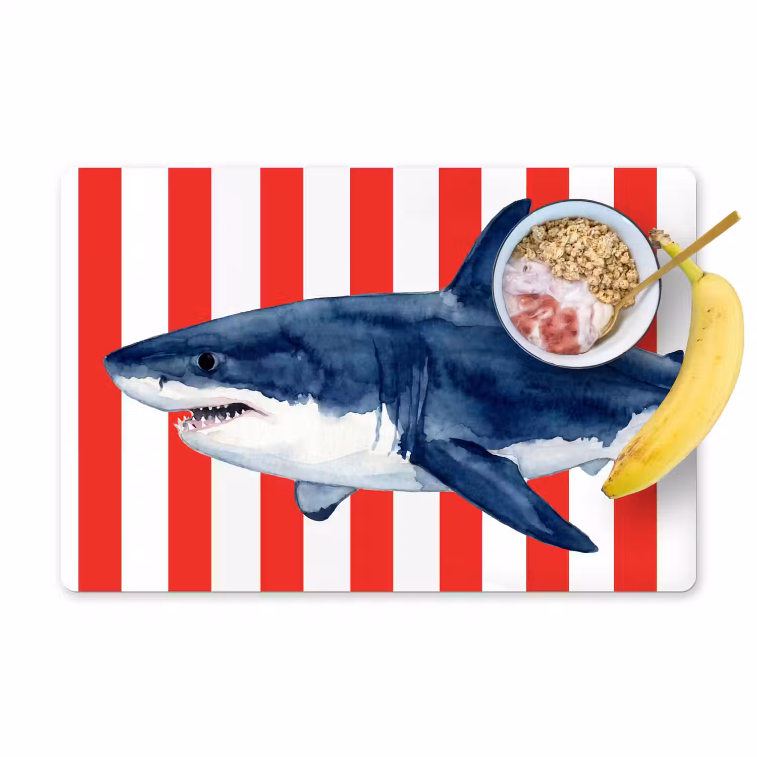 Vis - Haai - Zee - Illustratie - Blauw Placemat vinyl groot -zzzproduct_Kitchenyeah-website